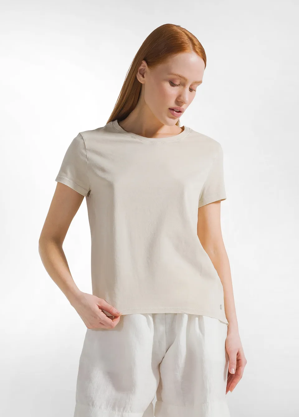 deha-t-shirt-effetto-marmorizzato-beige-girocollo image 1