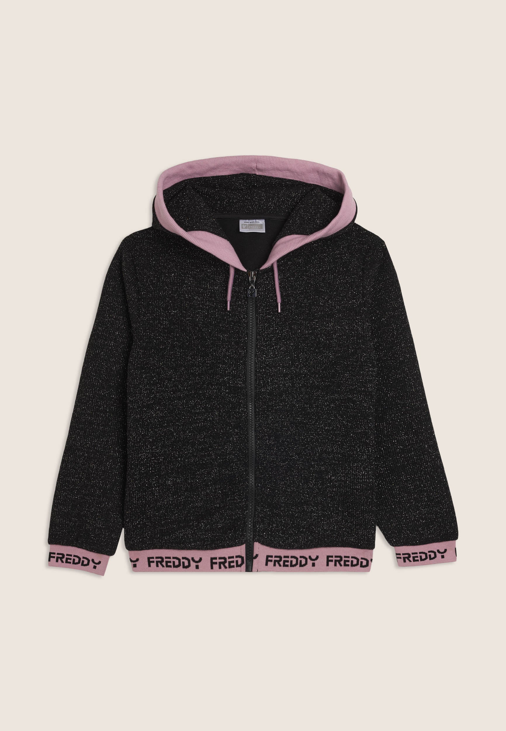 freddy-felpa-junior-maglia-lurex-con-cappuccio-ed-elastici-jacquard image 1