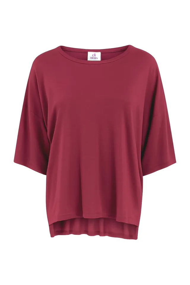 deha-t-shirt-yoga-oversize-tinta-unita-rosso image 1