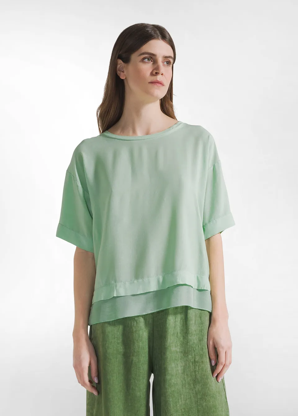 deha-d22341-blusa-in-mussola-di-viscosa-verde image 1