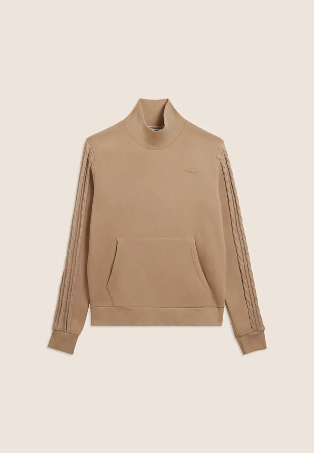 freddy-felpa-uomo-collo-lupetto-con-inserto-tricot-a-trecce image 1