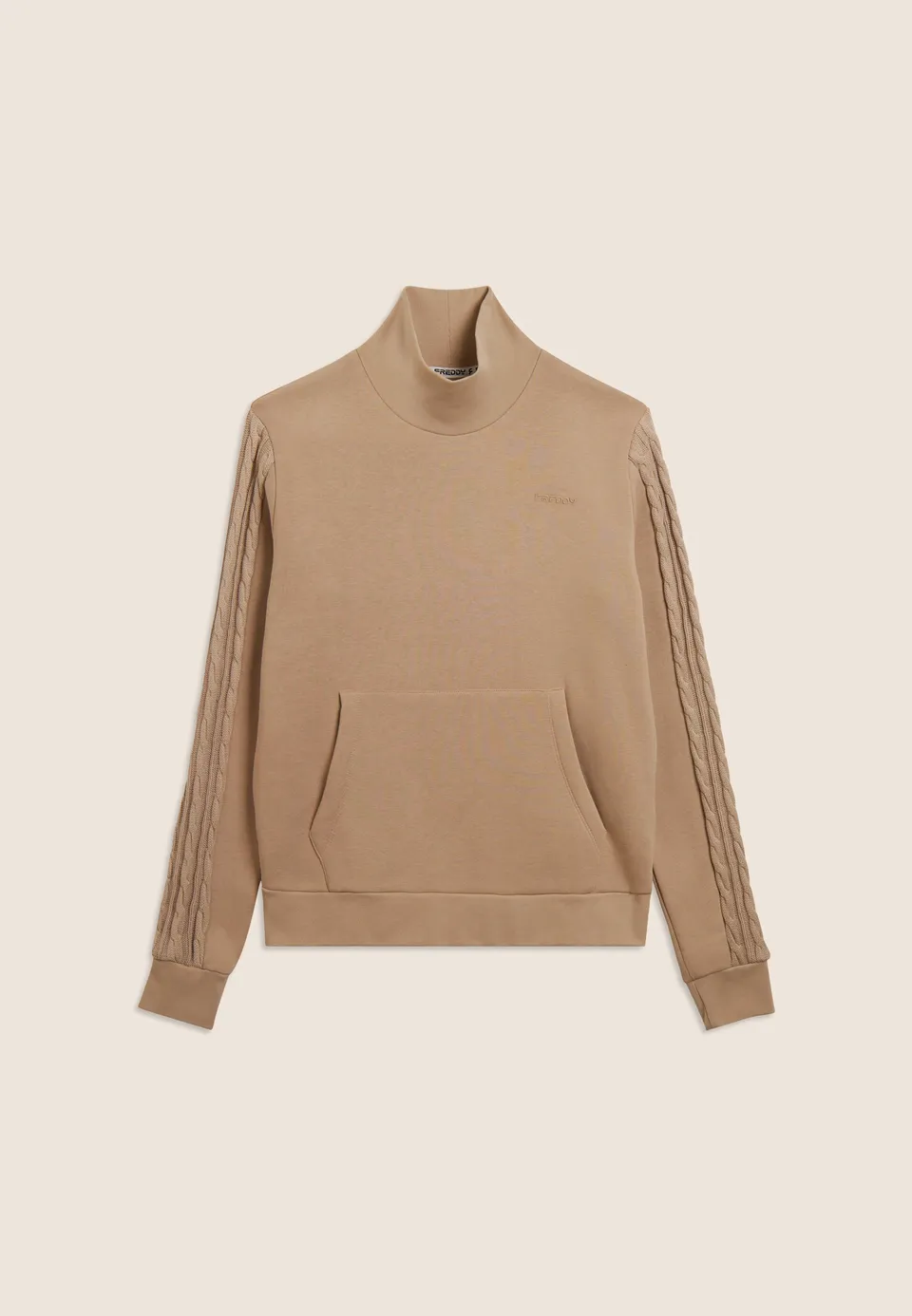 freddy-felpa-uomo-collo-lupetto-con-inserto-tricot-a-trecce image 1