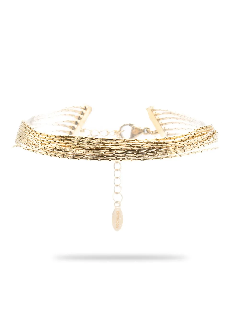 bracciale-multi-filo-in-acciaio-dorato-con-catena-a-spiga image 1