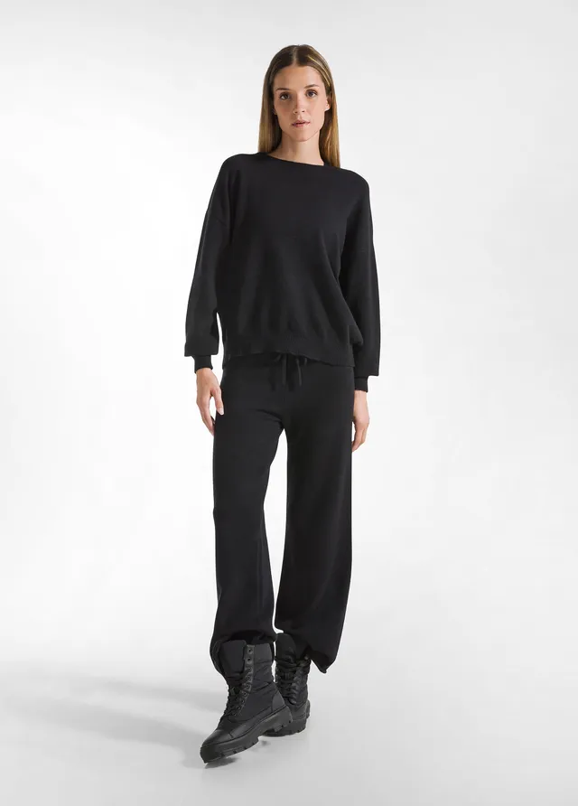 deha-pantalone-gamba-larga-in-maglia-nero-comfort-donna image 1
