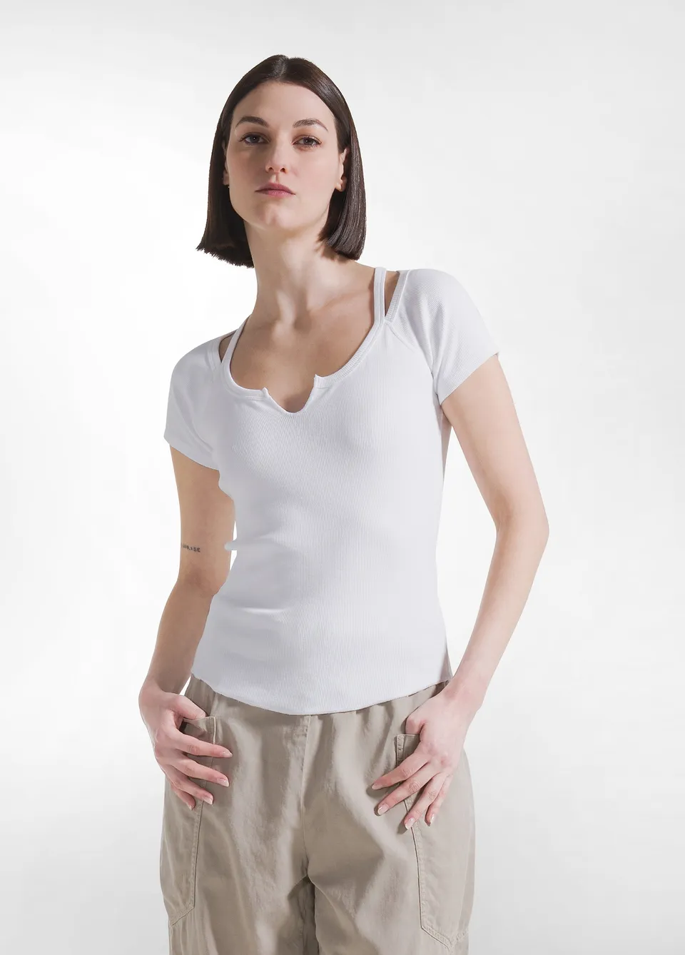 deha-t-shirt-aderente-costina-bianco-cotone-biologico image 1