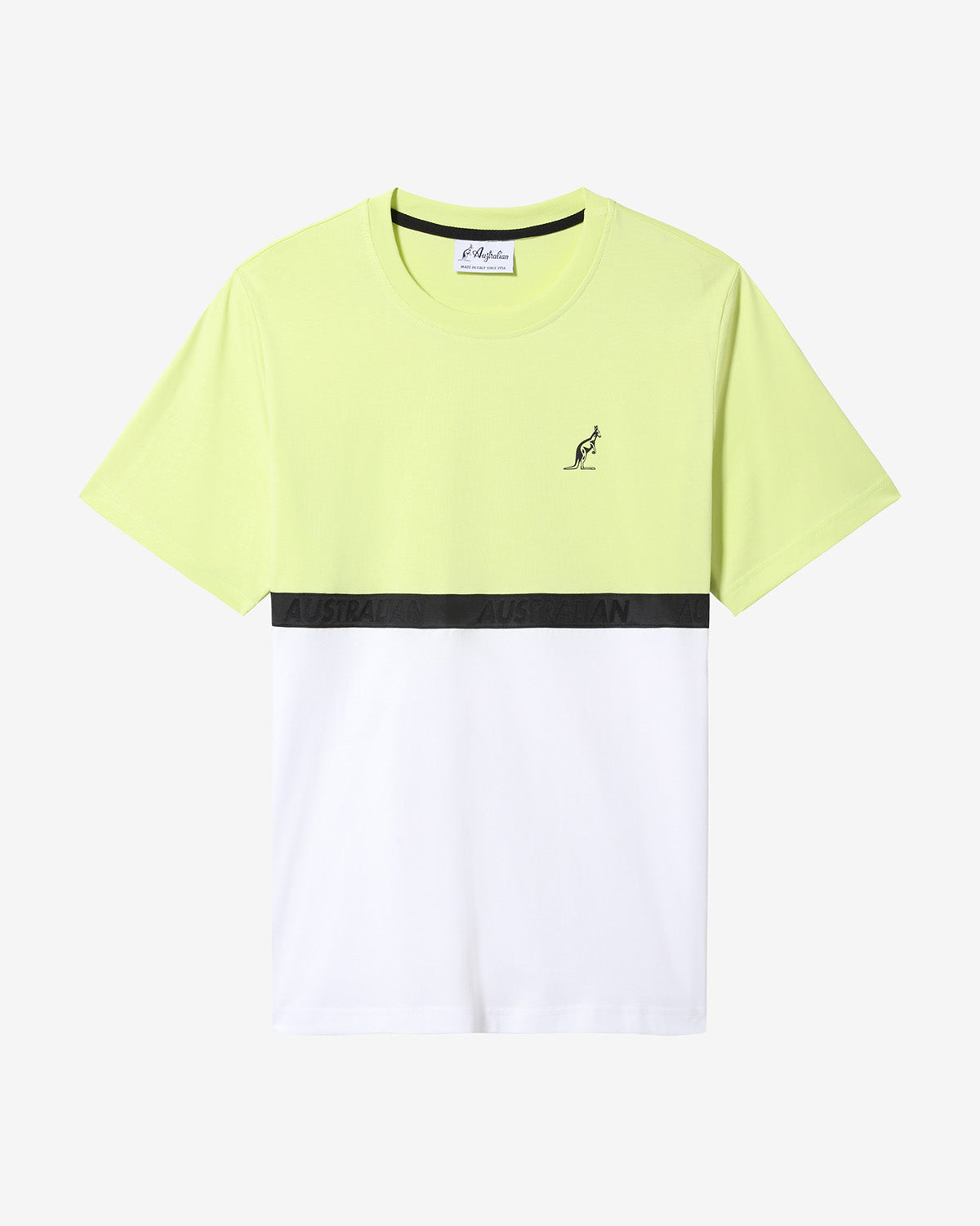 australian-color-block-t-shirt-lime-cotone-regular-fit-logo-rifrangente image 5
