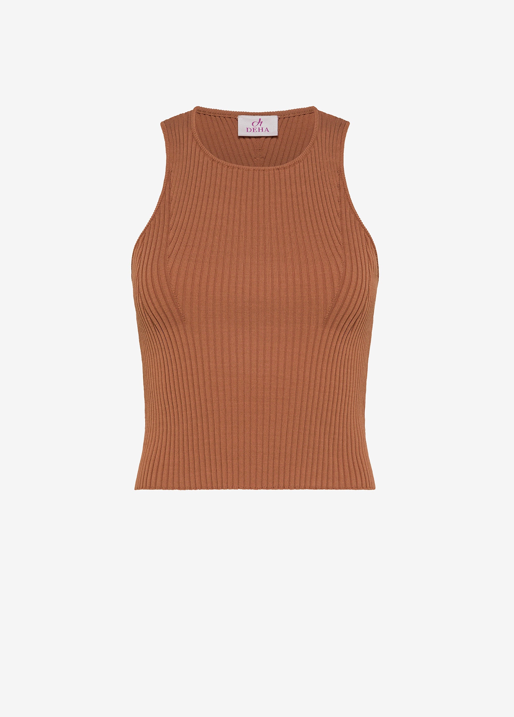 deha-top-a-coste-in-maglia-di-rayon-marrone-schiena-halter image 5