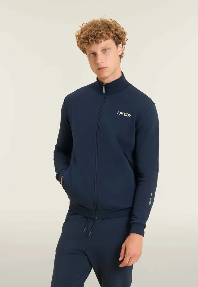freddy-felpa-uomo-con-zip-100-cotone-inserti-rigati image 1