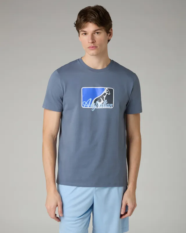 australian-league-cotton-t-shirt-maglietta-cotone-grigio-flint-stone image 1