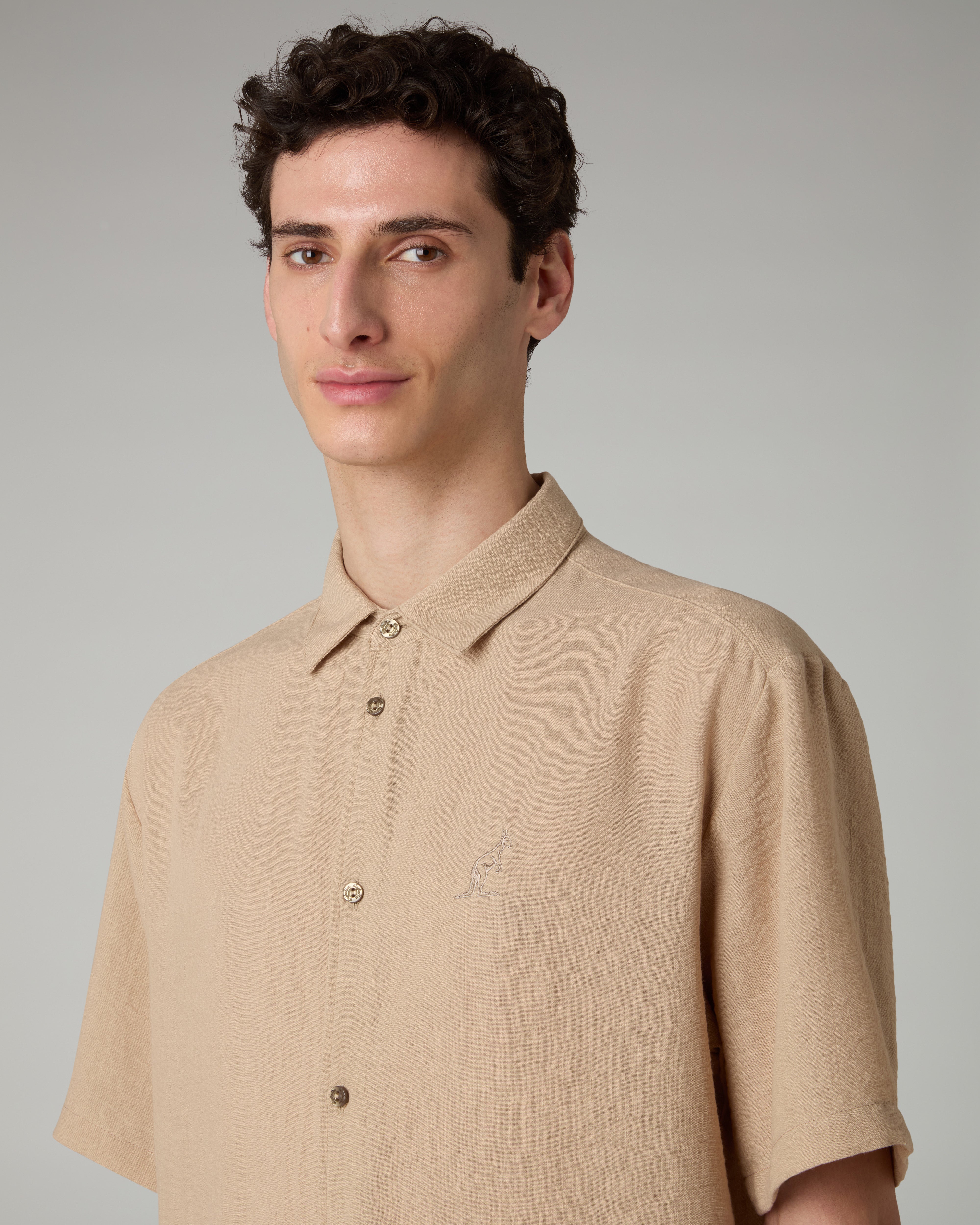 australian-doric-shirt-camicia-canvas-manica-corta-kaki-made-in-italy image 4