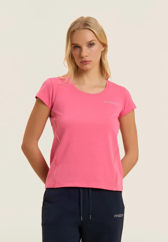 freddy-t-shirt-donna-manica-corta-logo-perline-con-inserti-elastici image 1