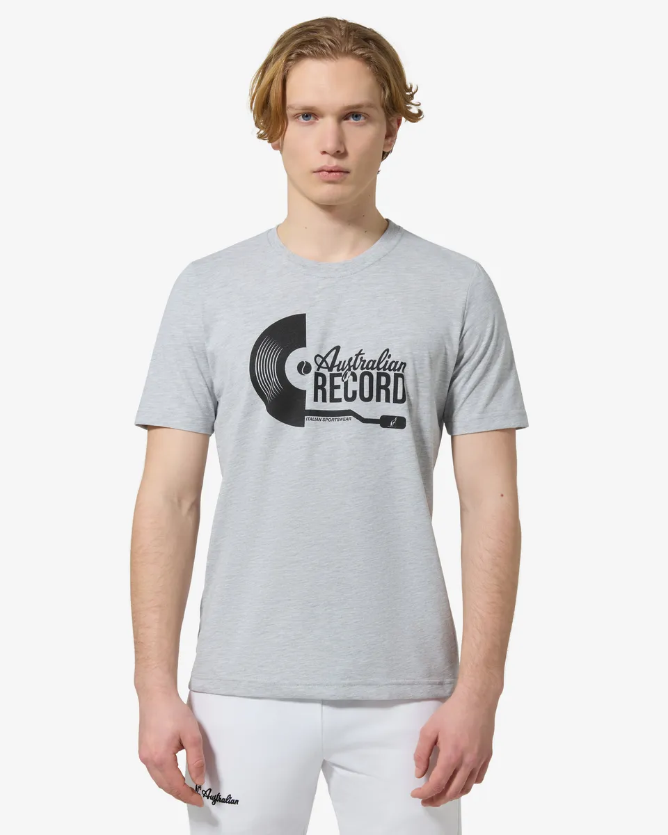 australian-record-t-shirt-in-cotone-grigio-melange-regular-fit image 1