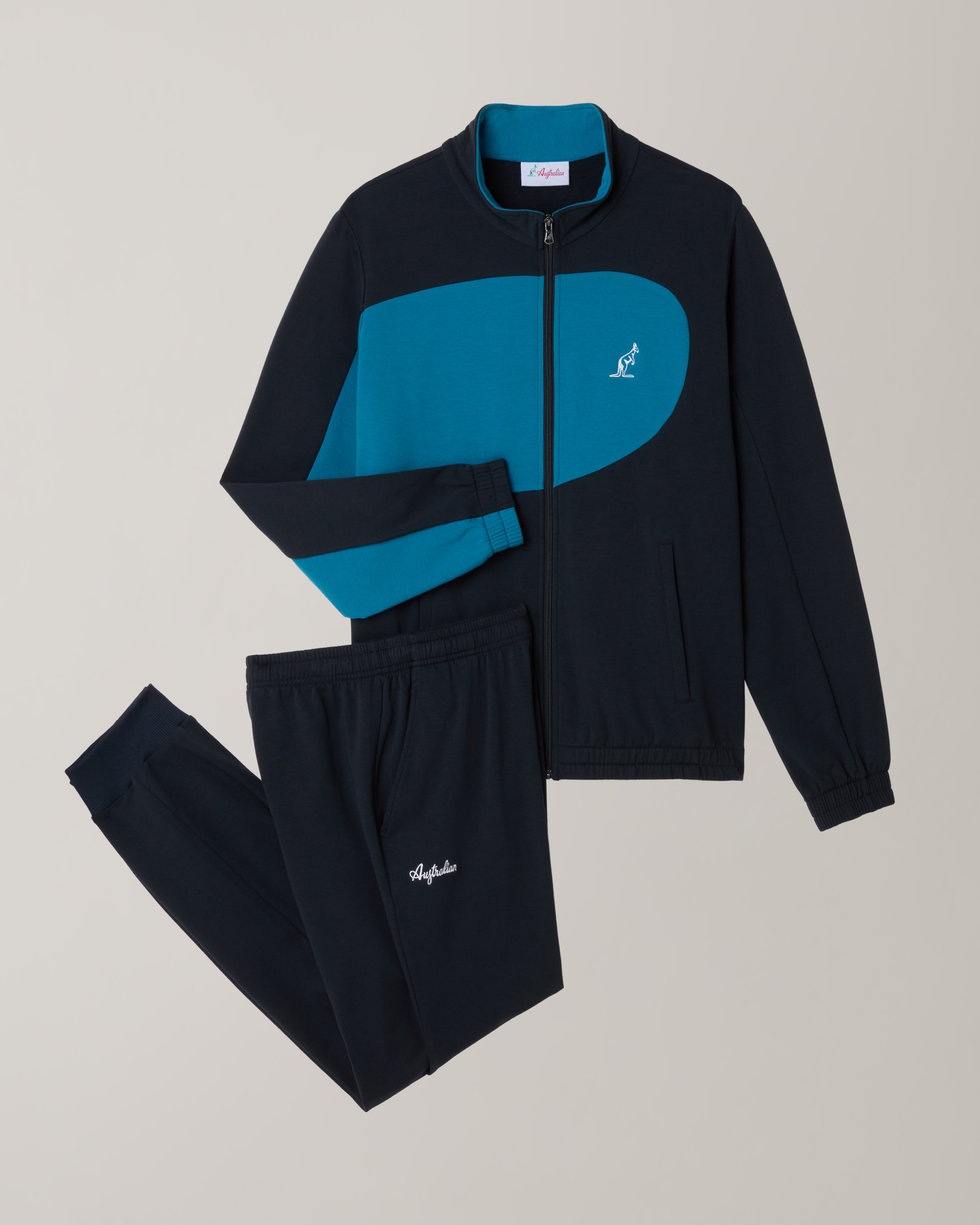 australian-dune-tuta-uomo-in-felpa-garzata-blu-navy-giacca-full-zip-pantalone image 7
