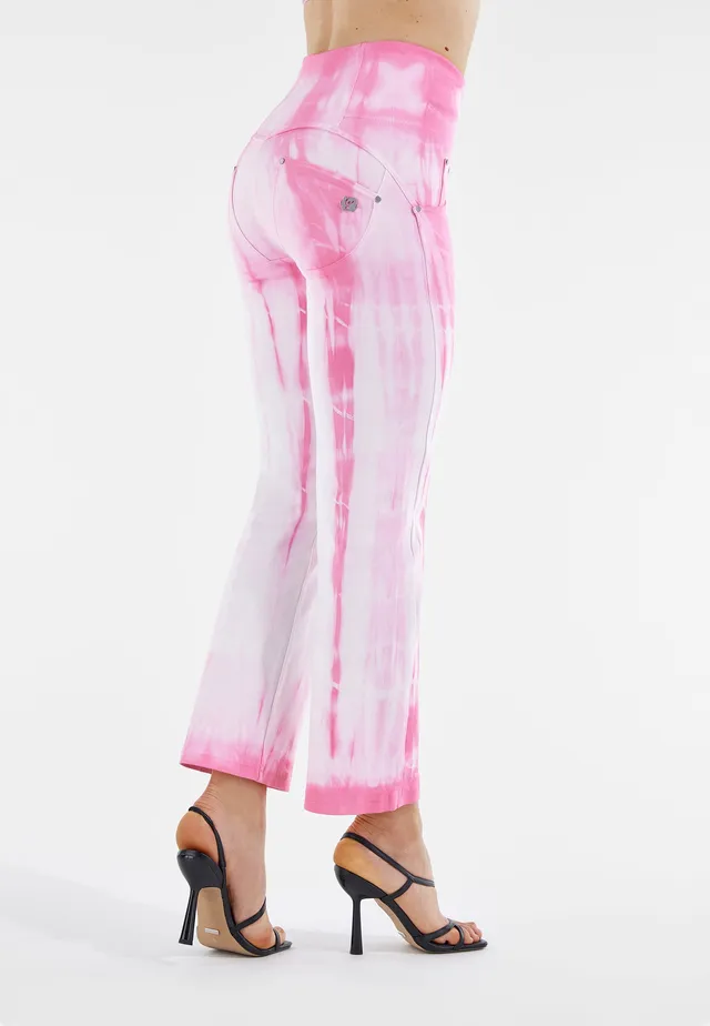 freddy-wr-up-cropped-vita-alta-gabardine-tie-dye-wide-bottom-pantaloni-push-up-d image 1