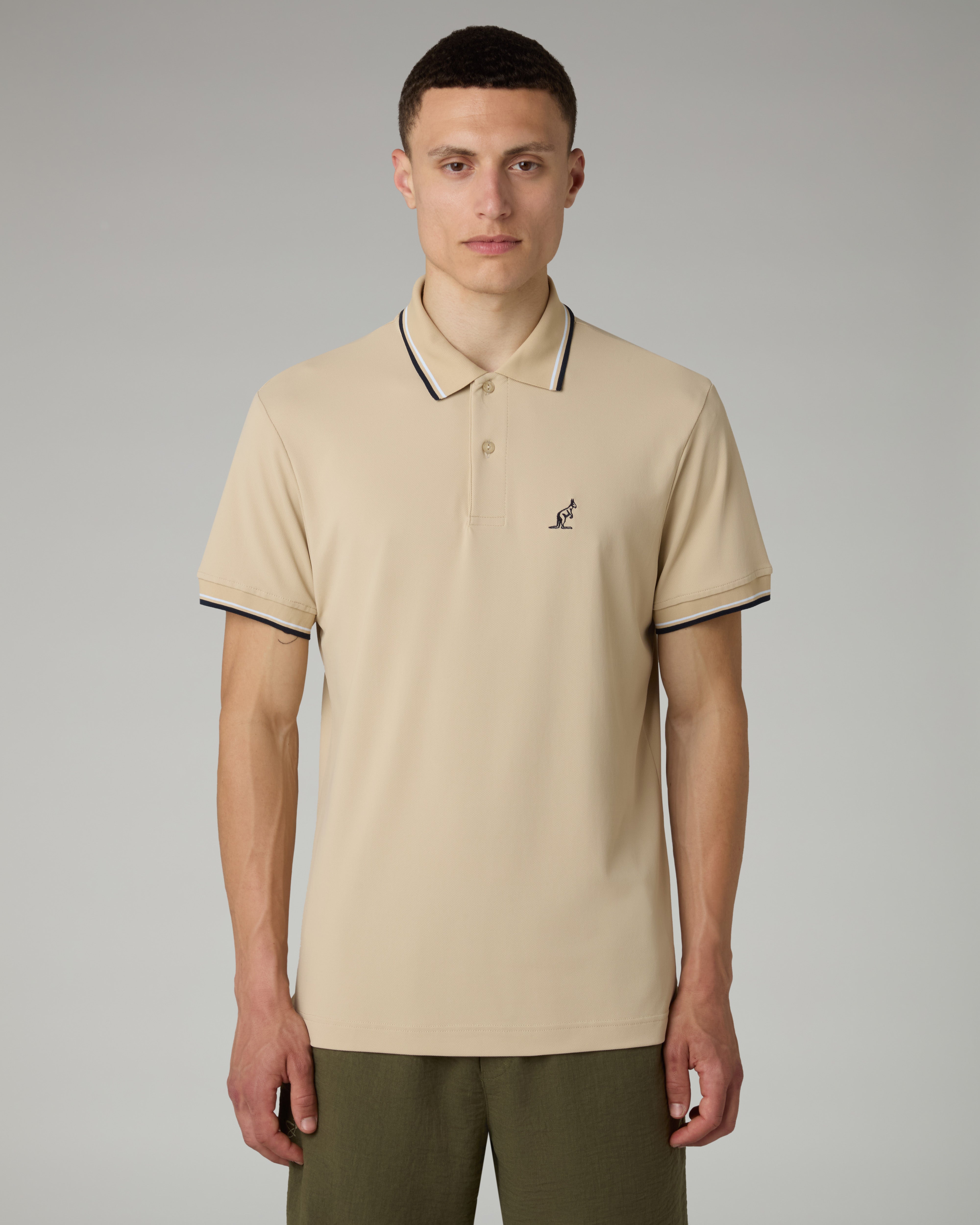 australian-2-stripes-polo-shirt-sabbia-in-piquet-tecnico-regular-fit image 1