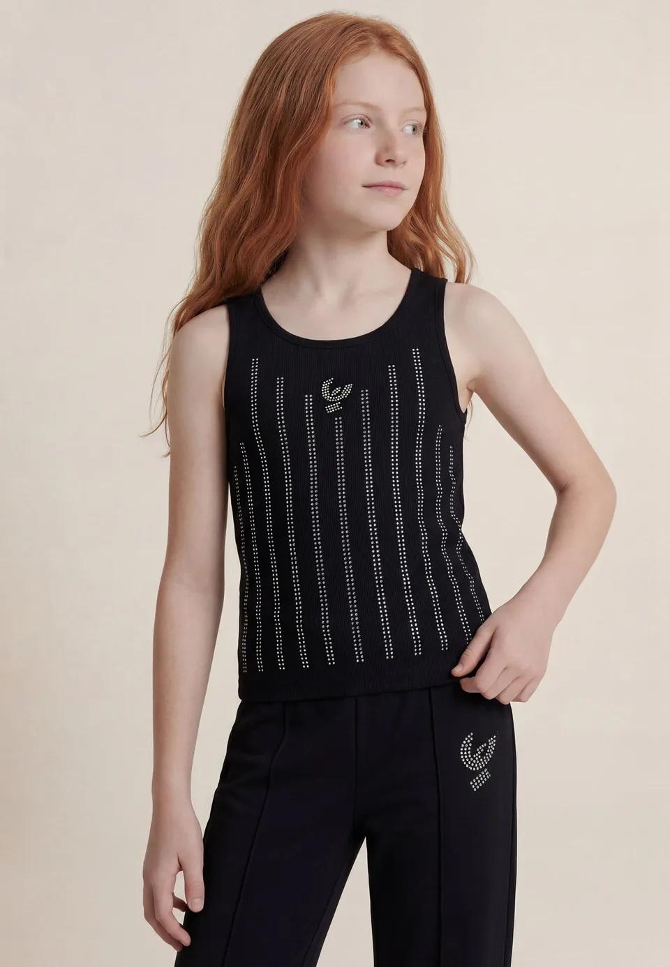 freddy-canotta-slim-con-righe-in-strass-da-bambina-e-ragazza image 1