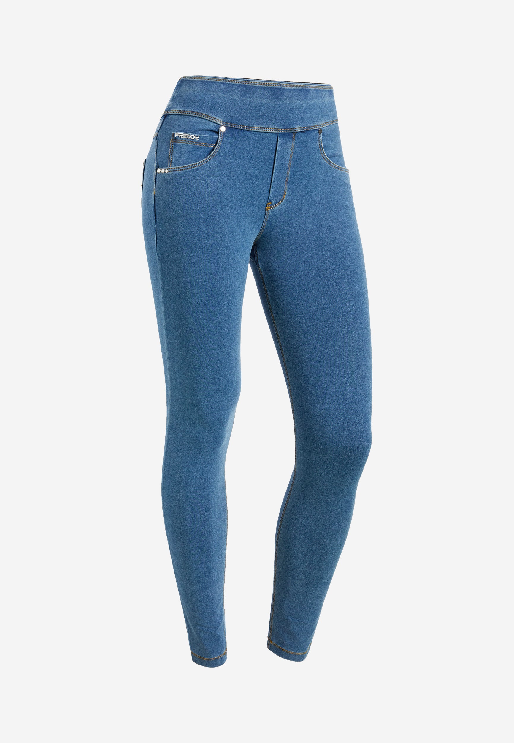 freddy-n-o-w-pantaloni-skinny-donna-vita-risvoltabile-jersey-denim image 5