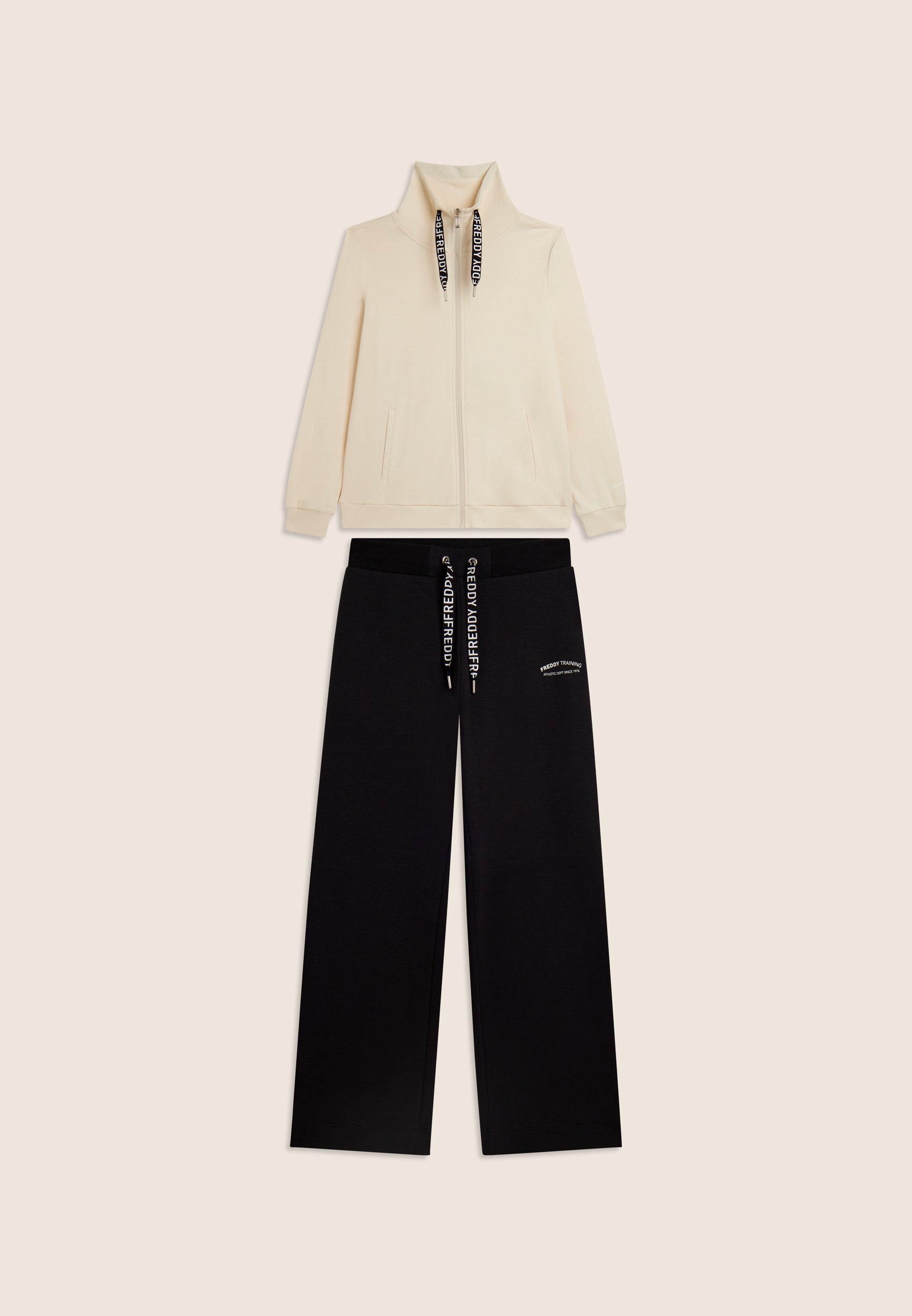 freddy-tuta-donna-con-zip-e-collo-alto-pantaloni-wide-leg-in-cotone image 6