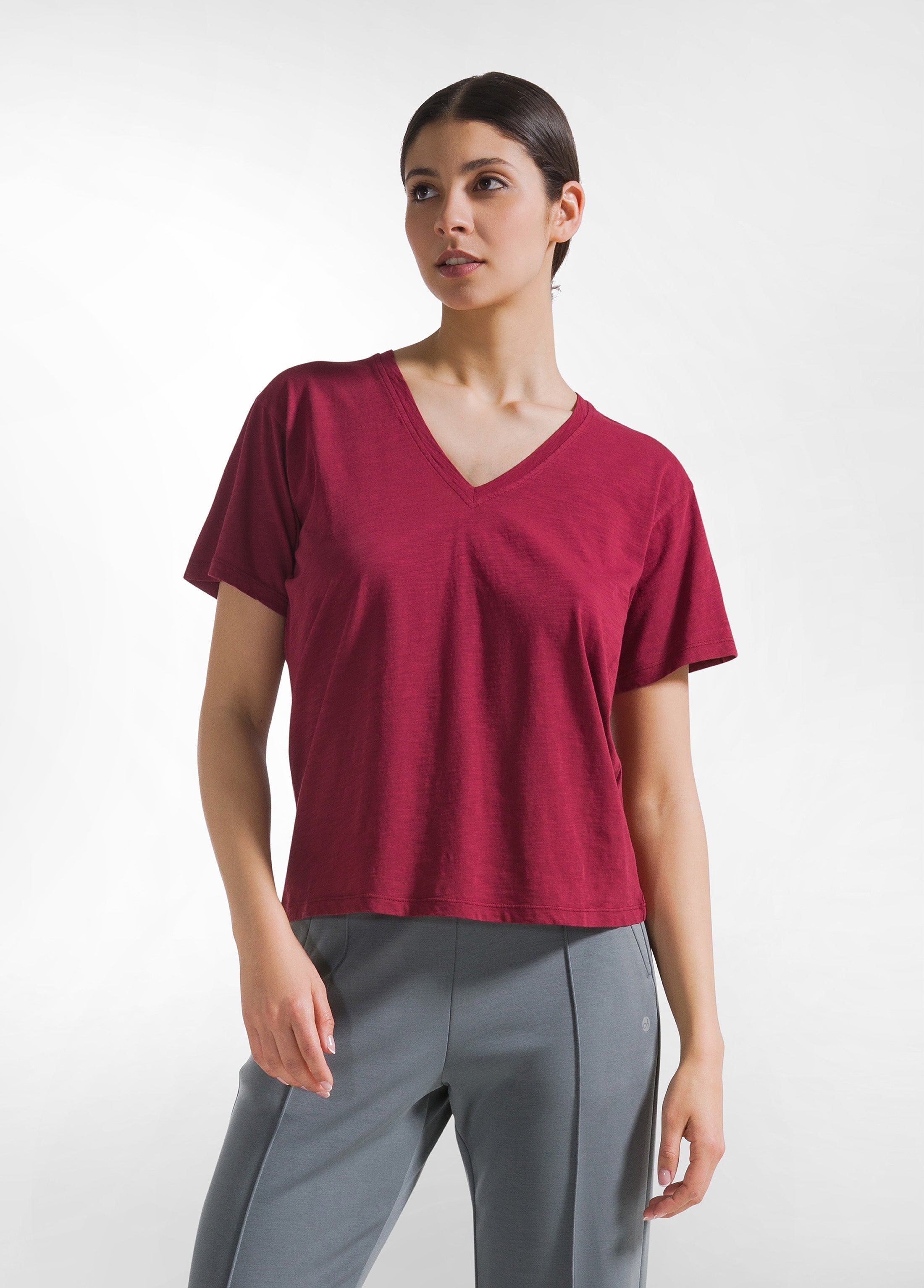 deha-t-shirt-flamm-scollo-ampio-rossa-in-cotone image 1