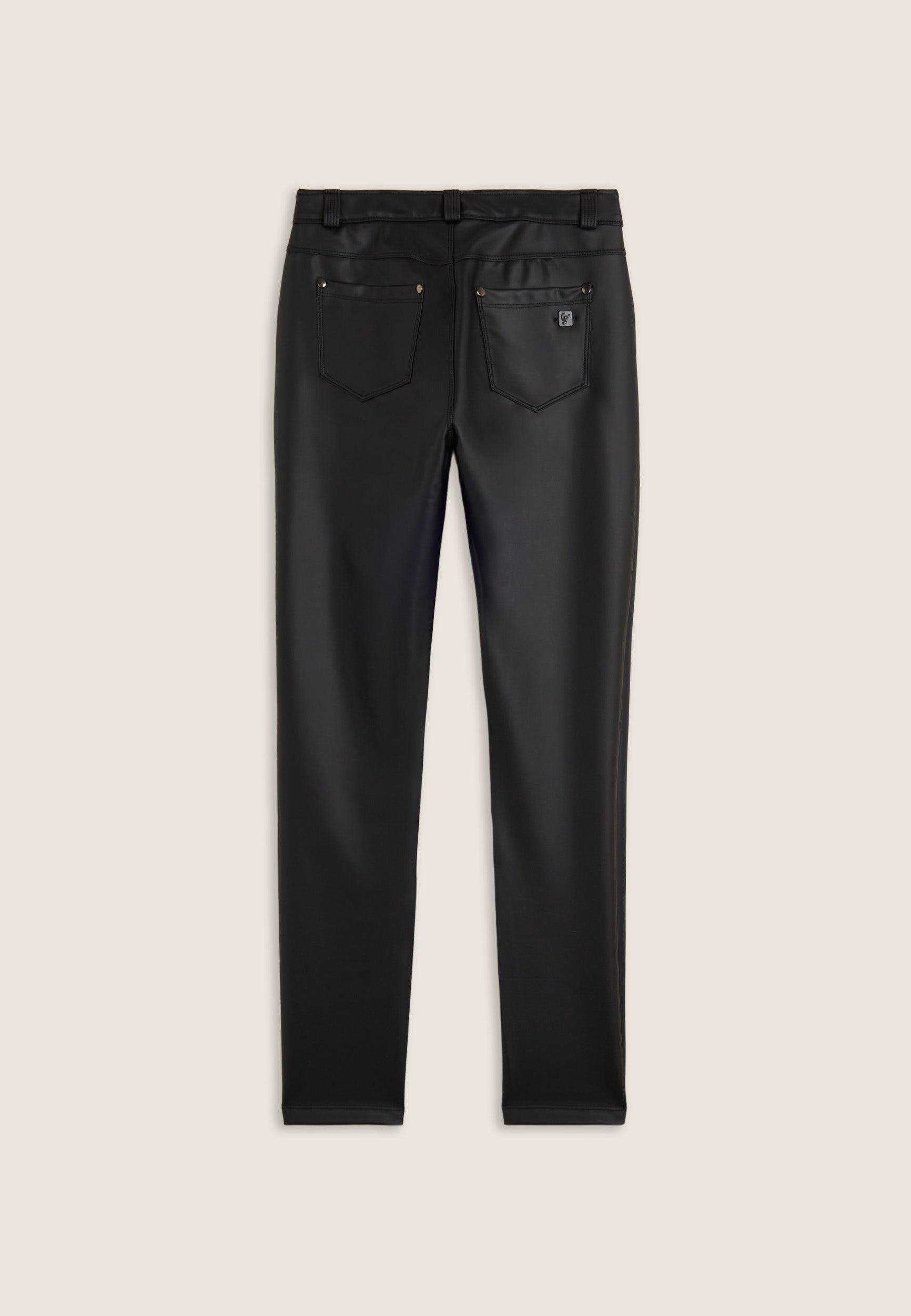 freddy-pantaloni-skinny-donna-in-similpelle-con-logo-ricamato image 2