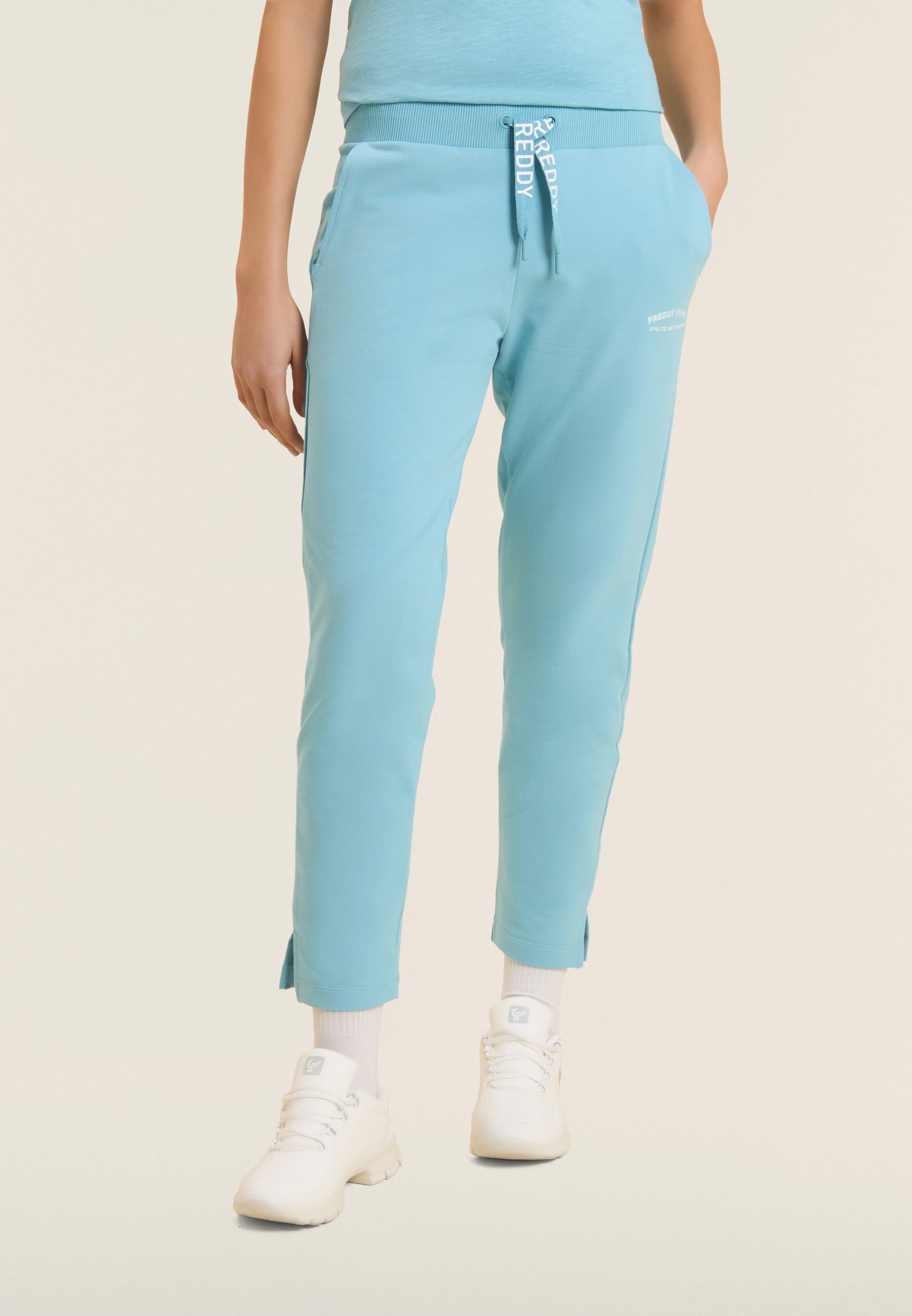 freddy-pantaloni-donna-7-8-spacchi-laterali-logo-freddy-french-terry image 1