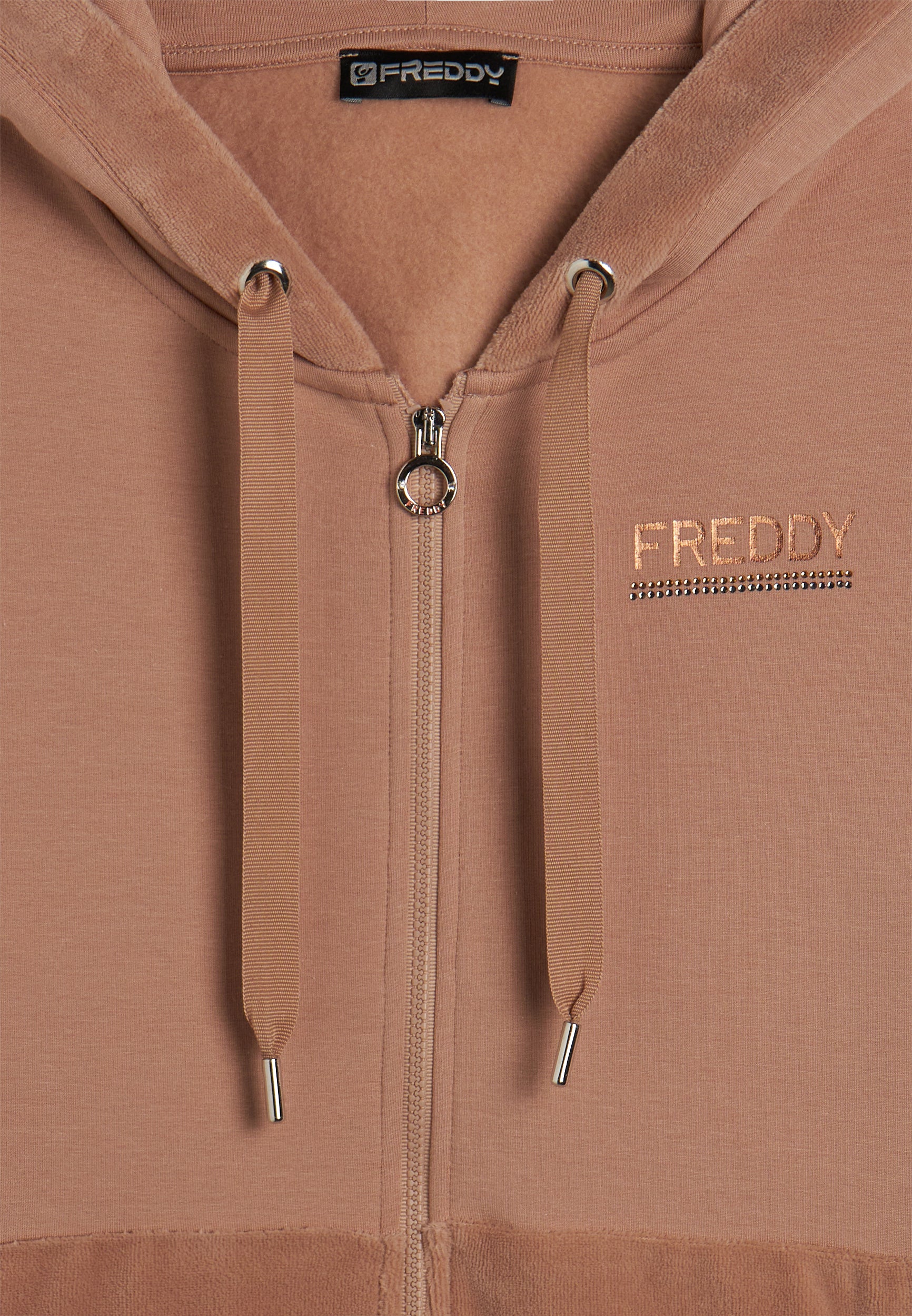 freddy-felpa-donna-full-zip-con-cappuccio-e-fondo-in-velluto image 7