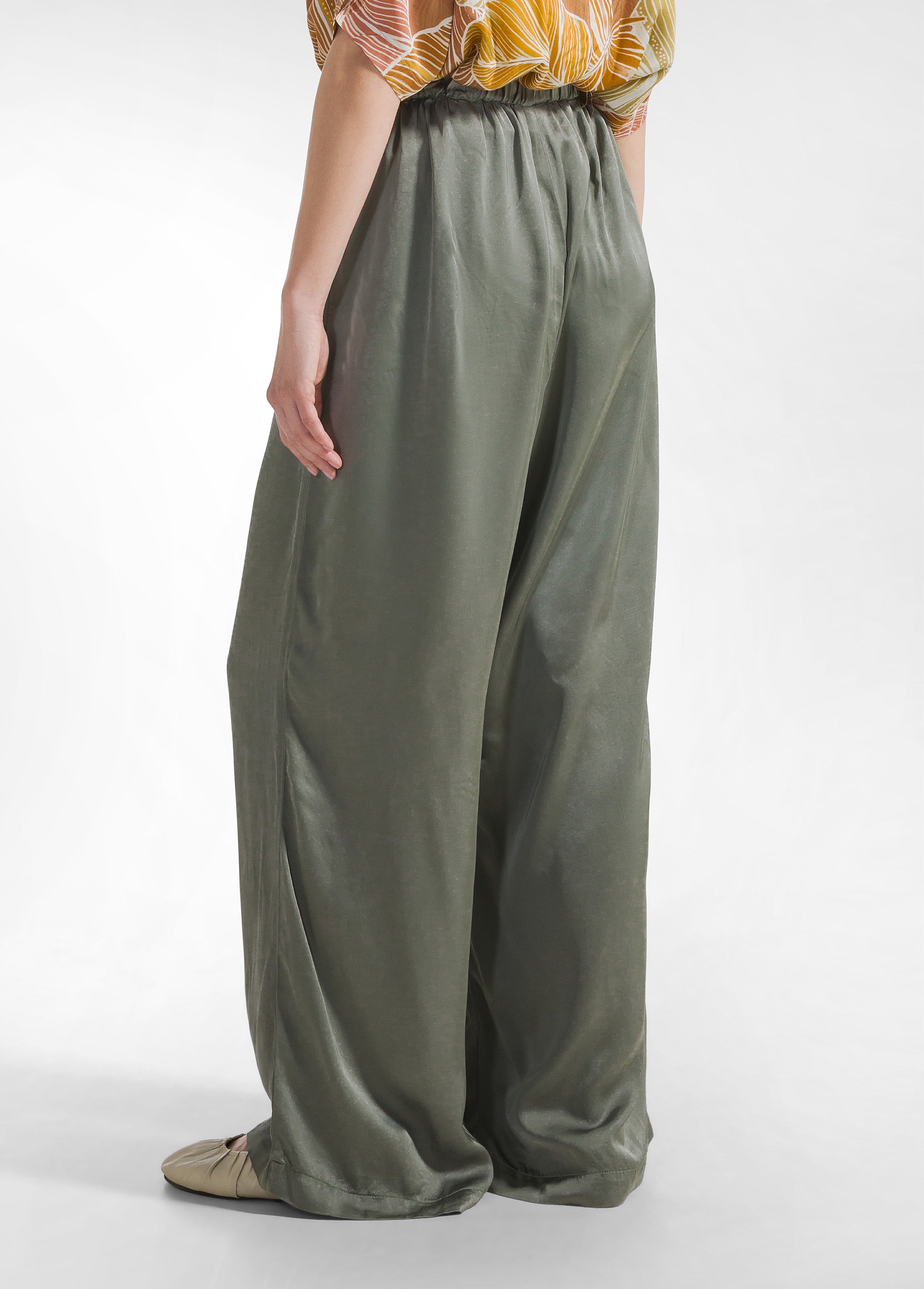 deha-pantalone-palazzo-in-raso-di-viscosa-verde image 3