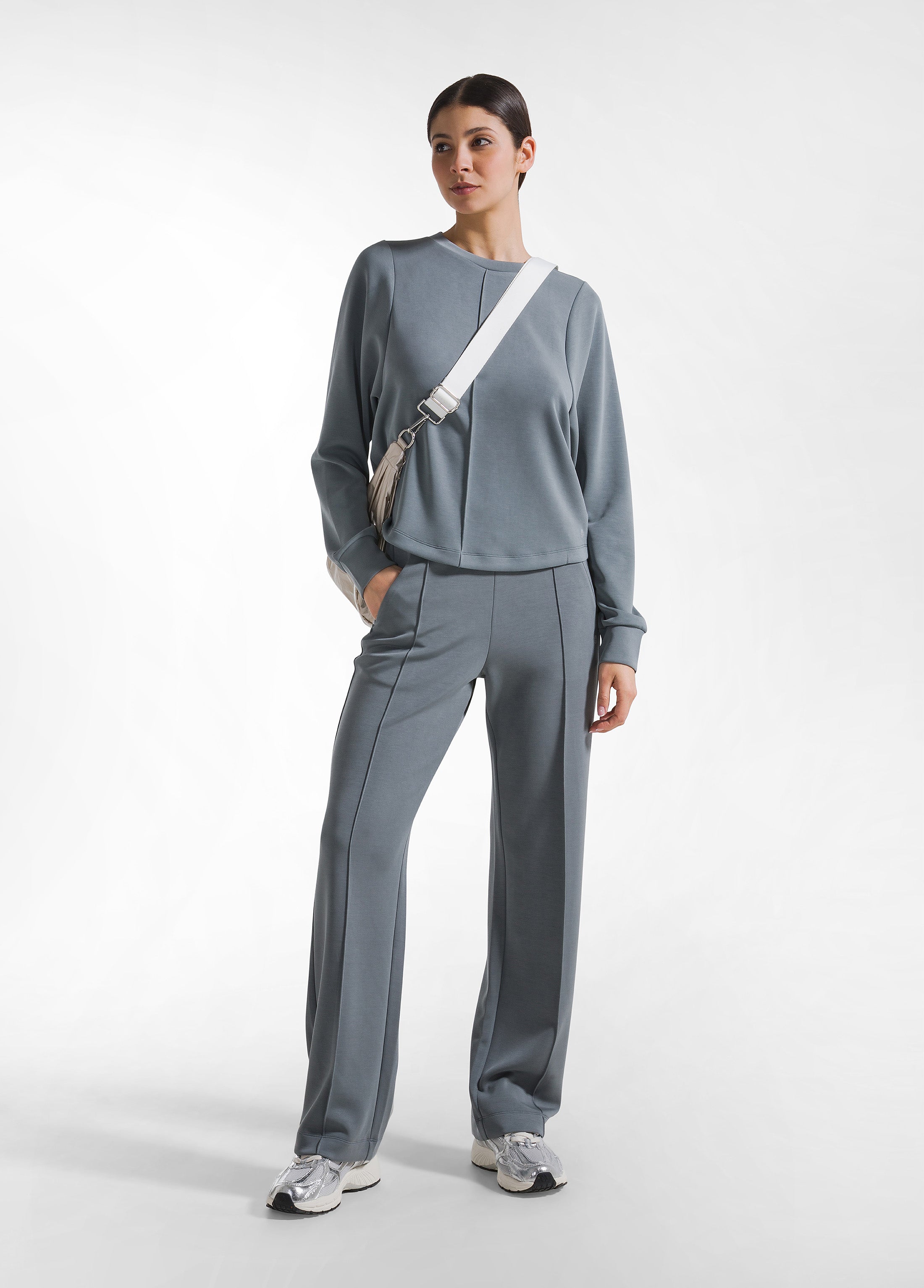 deha-d42305-pantaloni-dritti-in-modal-verde image 1