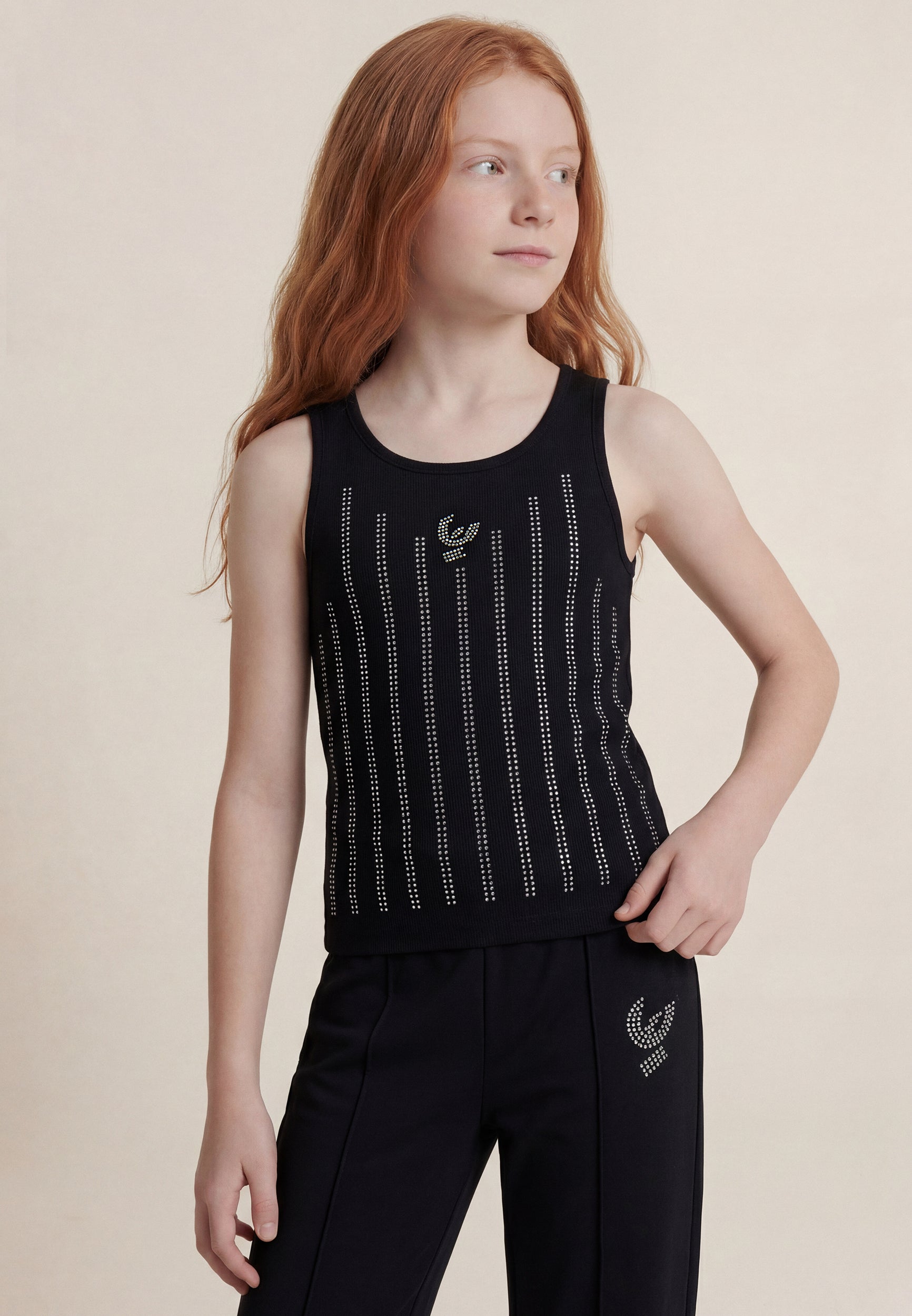 freddy-canotta-slim-con-righe-in-strass-da-bambina-e-ragazza image 1