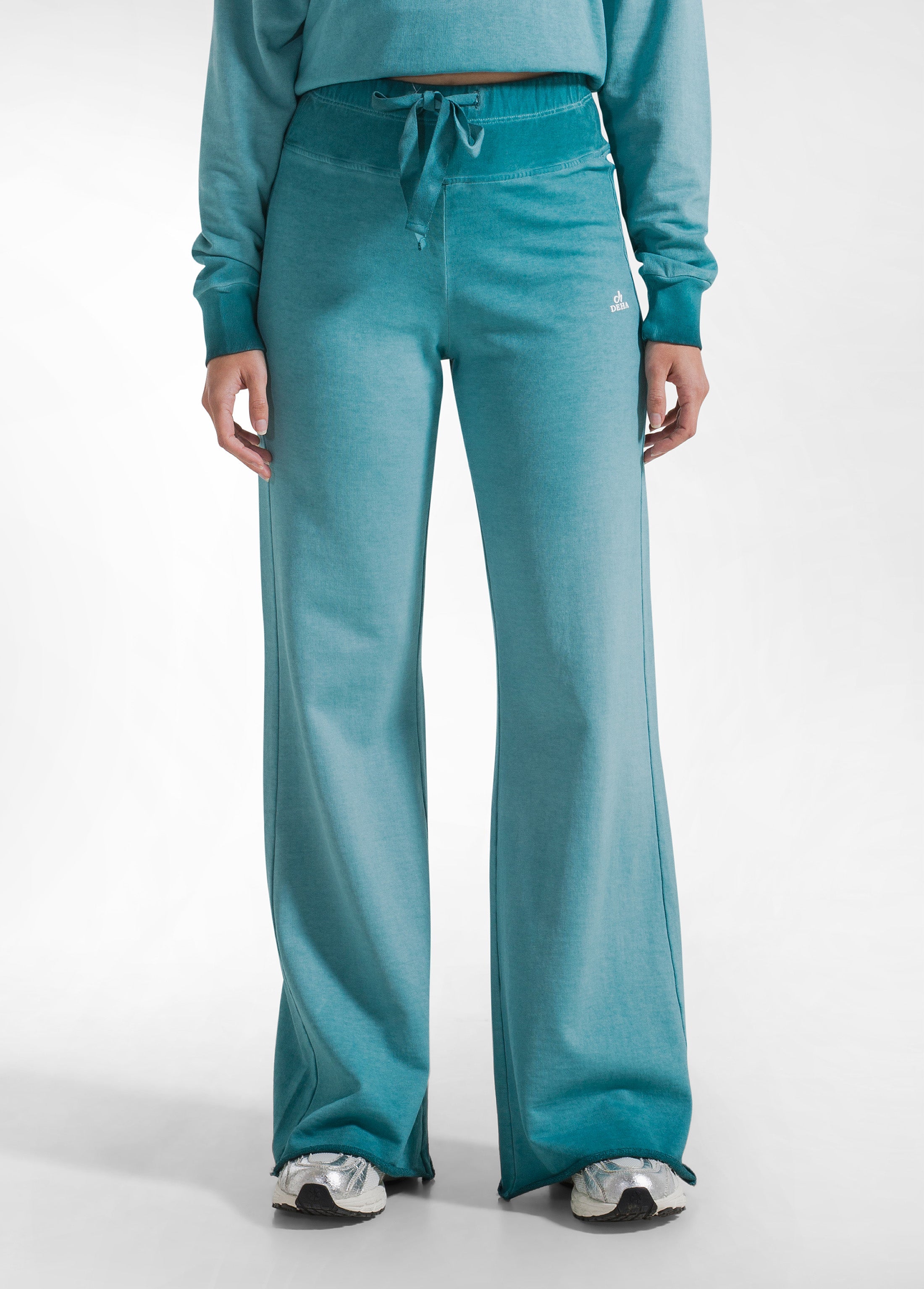 deha-pantaloni-flare-effetto-sfumato-verde-in-cotone-organico image 2