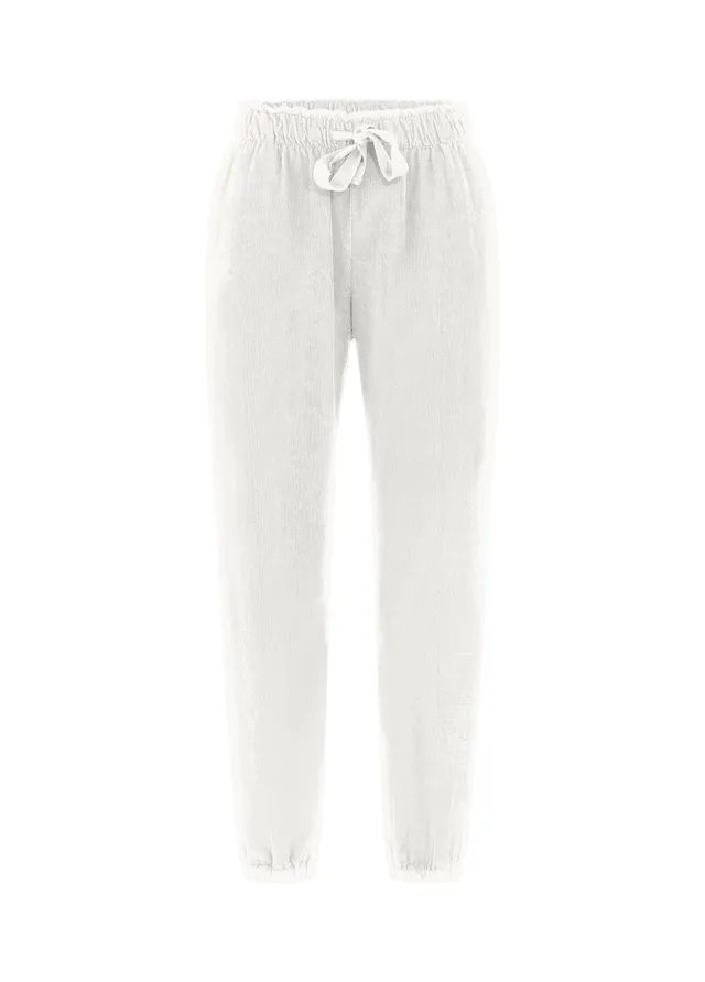 deha-pantalone-jogger-in-velluto-leggero-bianco image 1