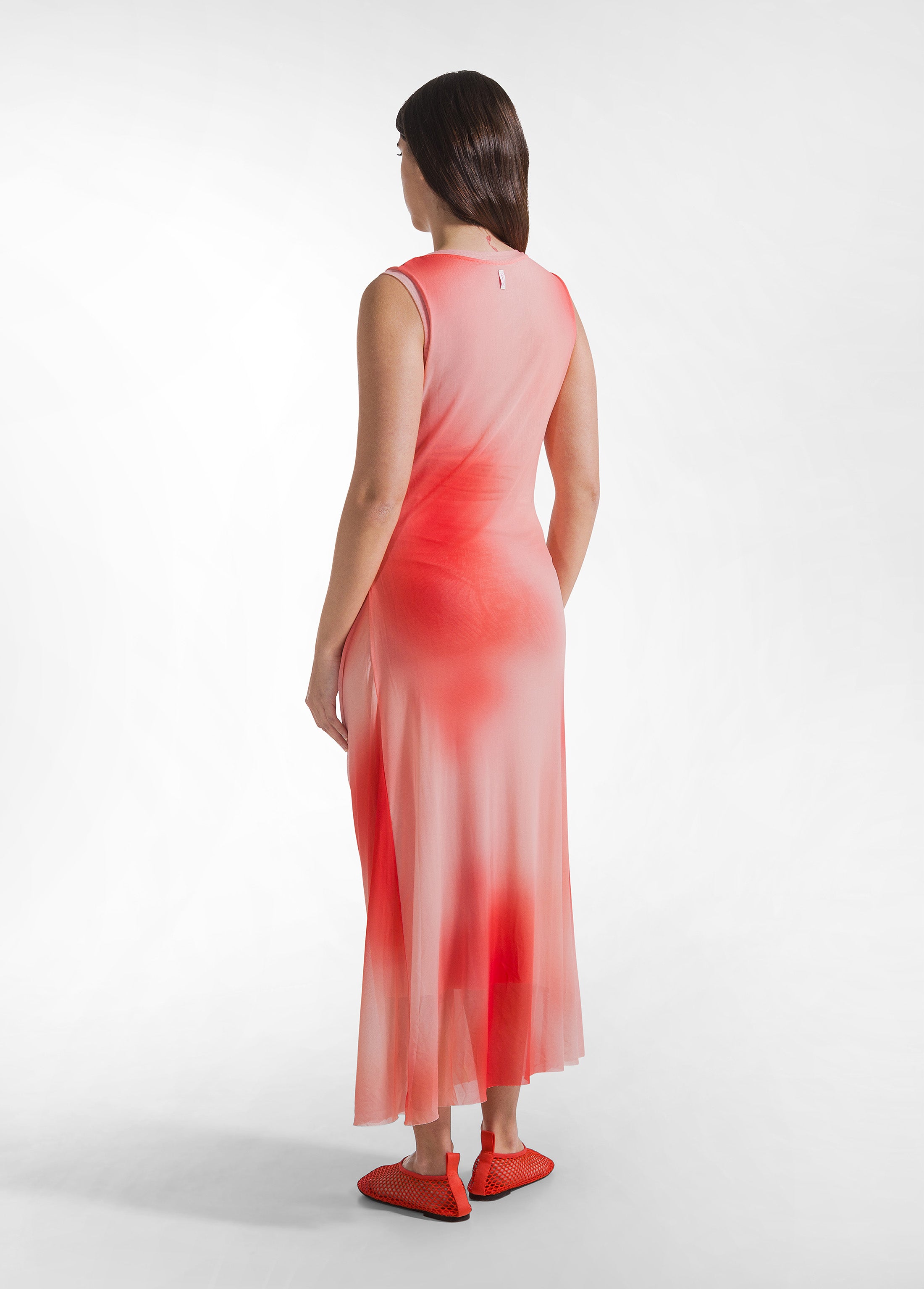 deha-abito-lungo-in-tulle-allover-rosso image 3