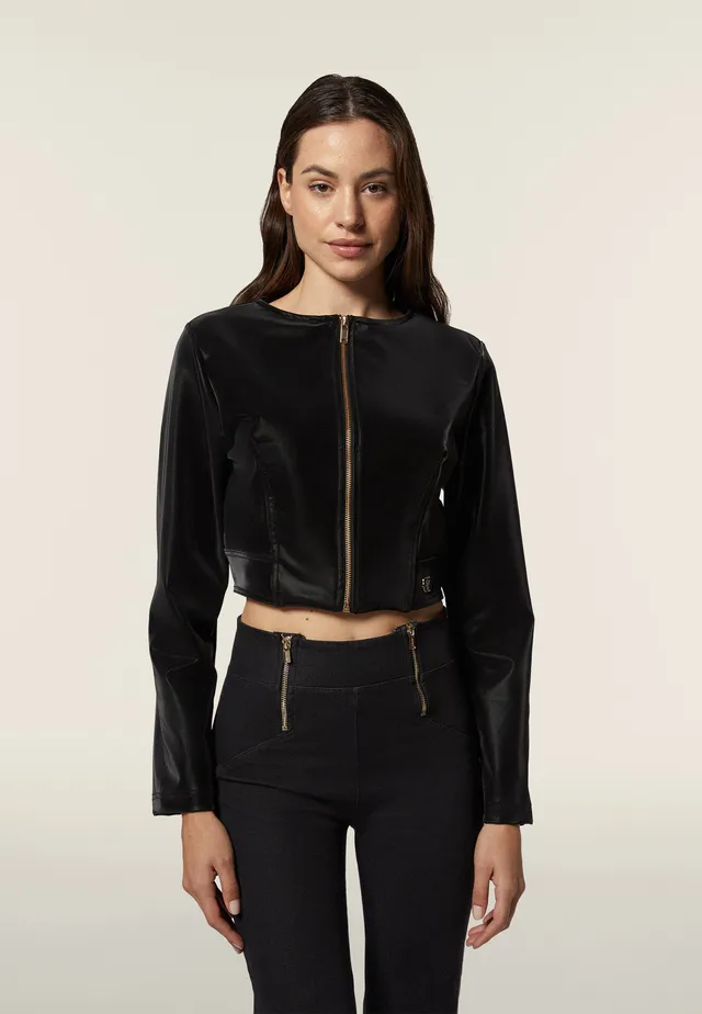 freddy-giacca-donna-corta-con-zip-in-similpelle-lucida image 1