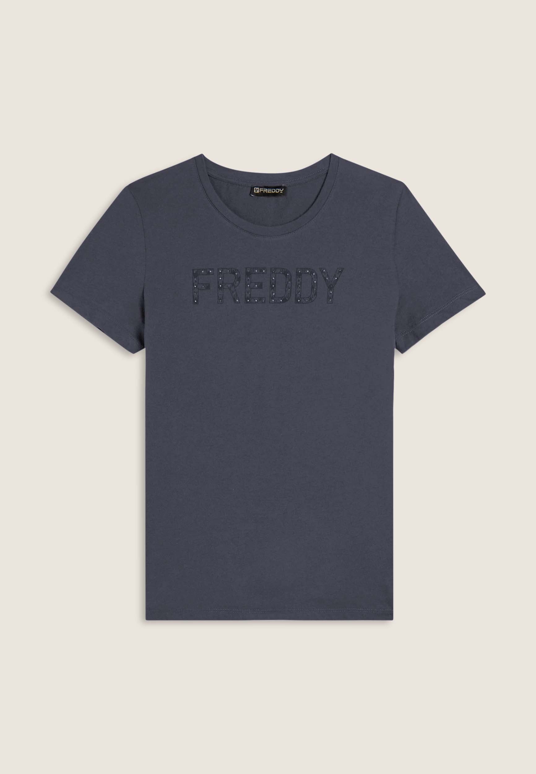 freddy-t-shirt-donna-jersey-leggero-con-logo-frontale-in-borchie image 7