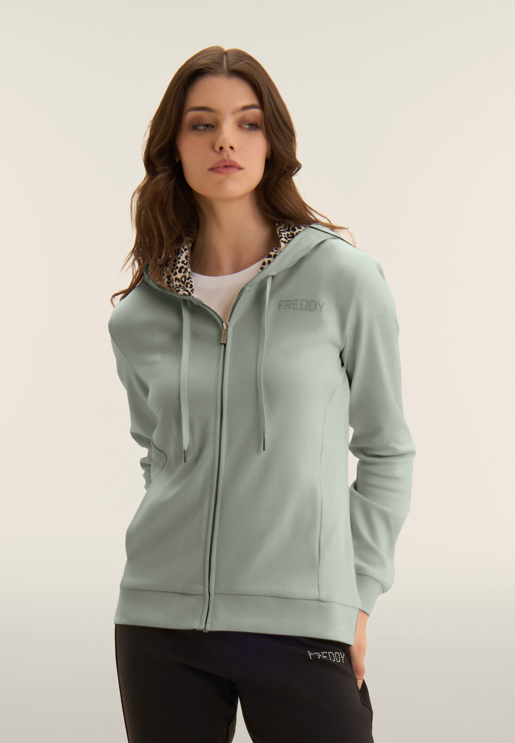 freddy-tuta-donna-zip-cappuccio-animalier-100-cotone image 2
