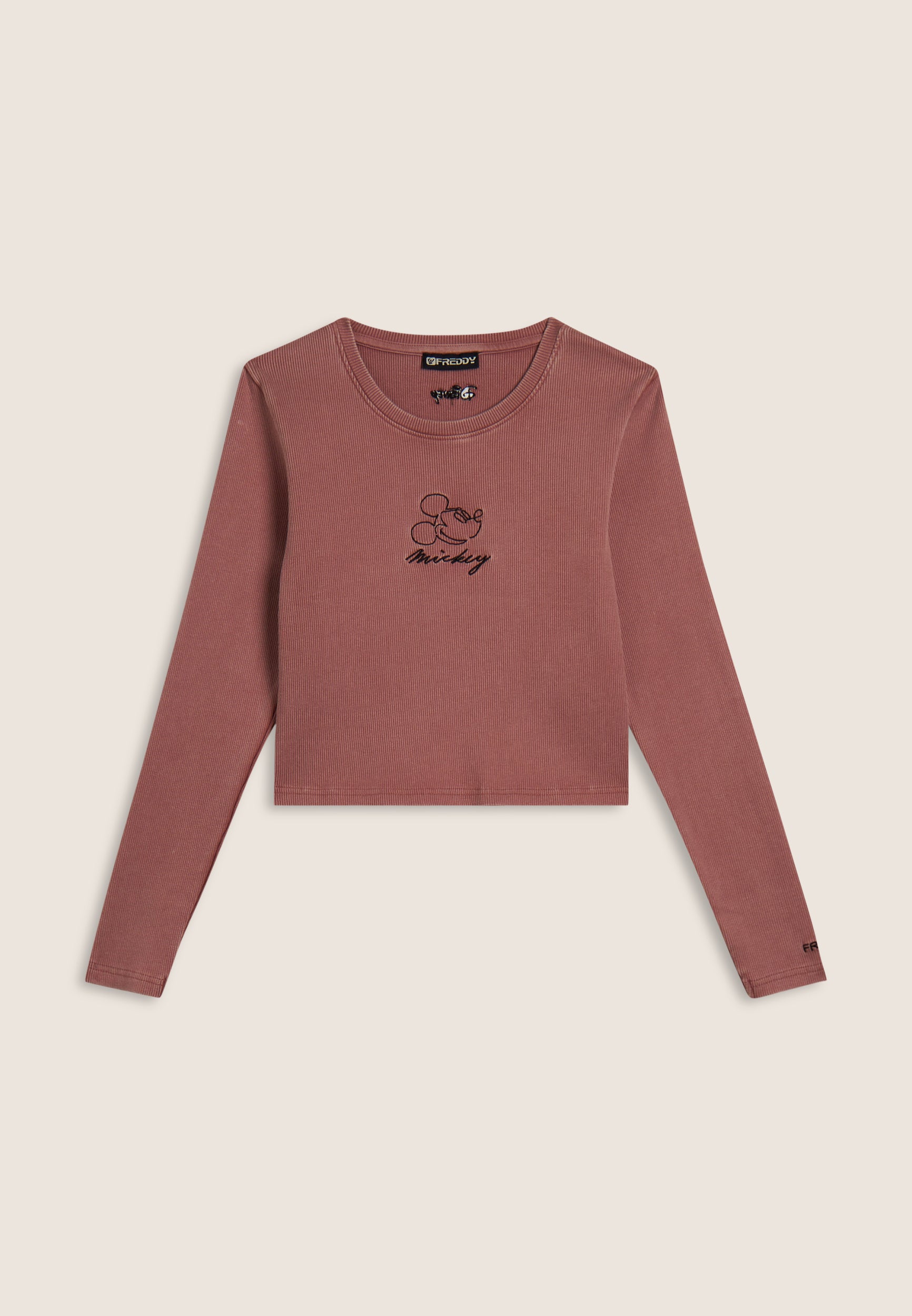 freddy-t-shirt-cropped-donna-manica-lunga-con-ricami-disney image 5