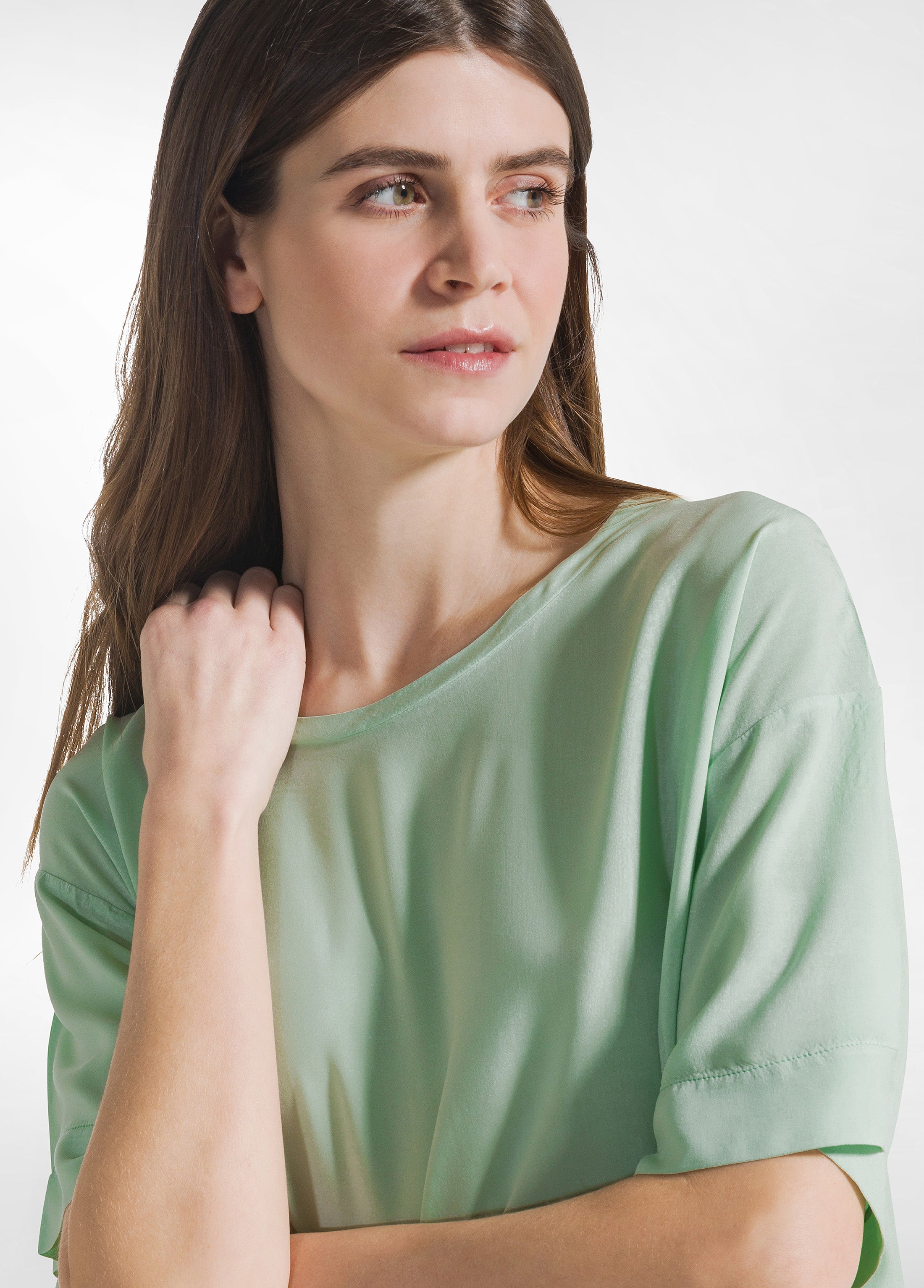 deha-d22341-blusa-in-mussola-di-viscosa-verde image 3