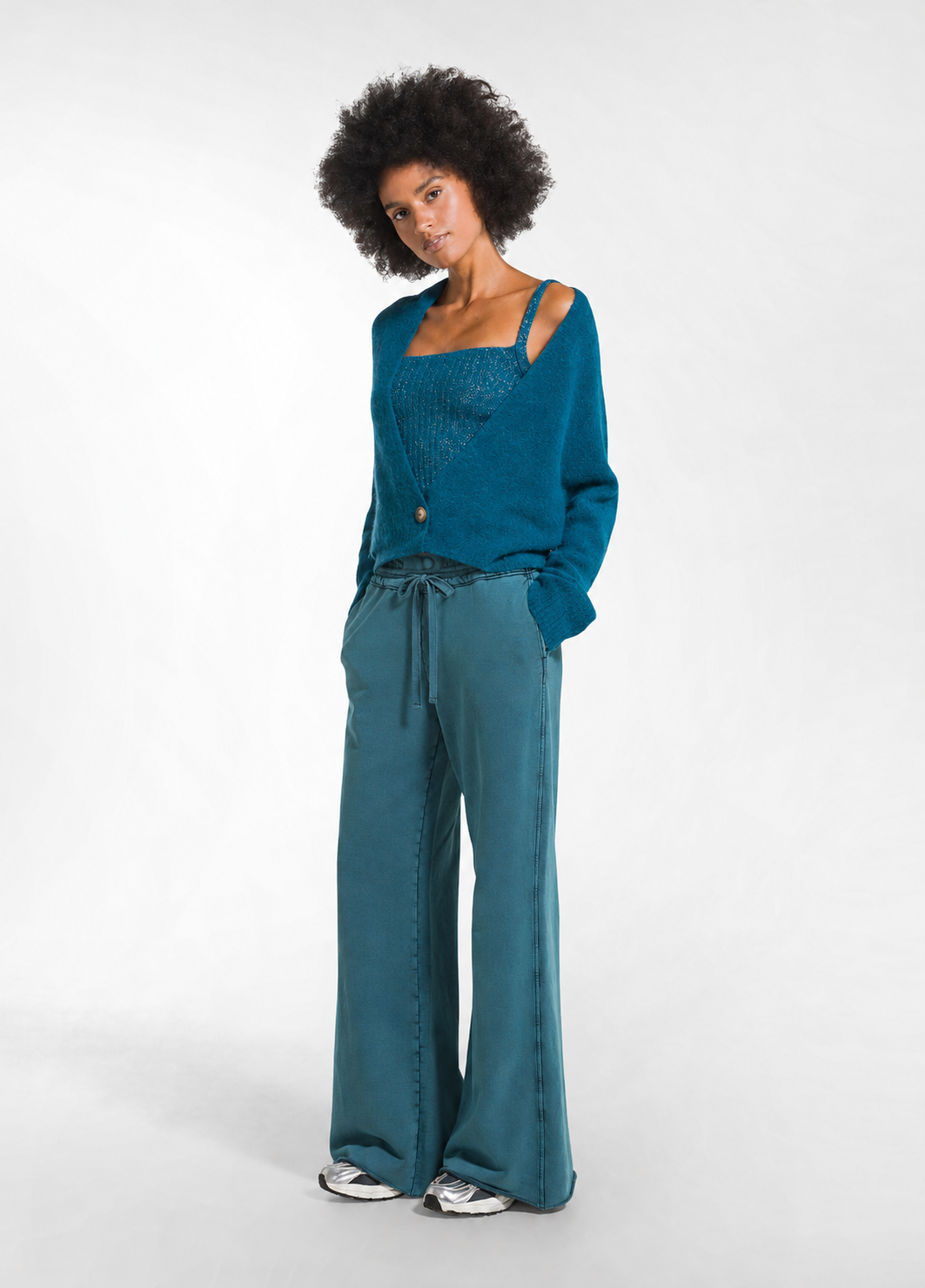 deha-top-in-maglia-lurex-verde-top-aderente-spalline-sottili image 4