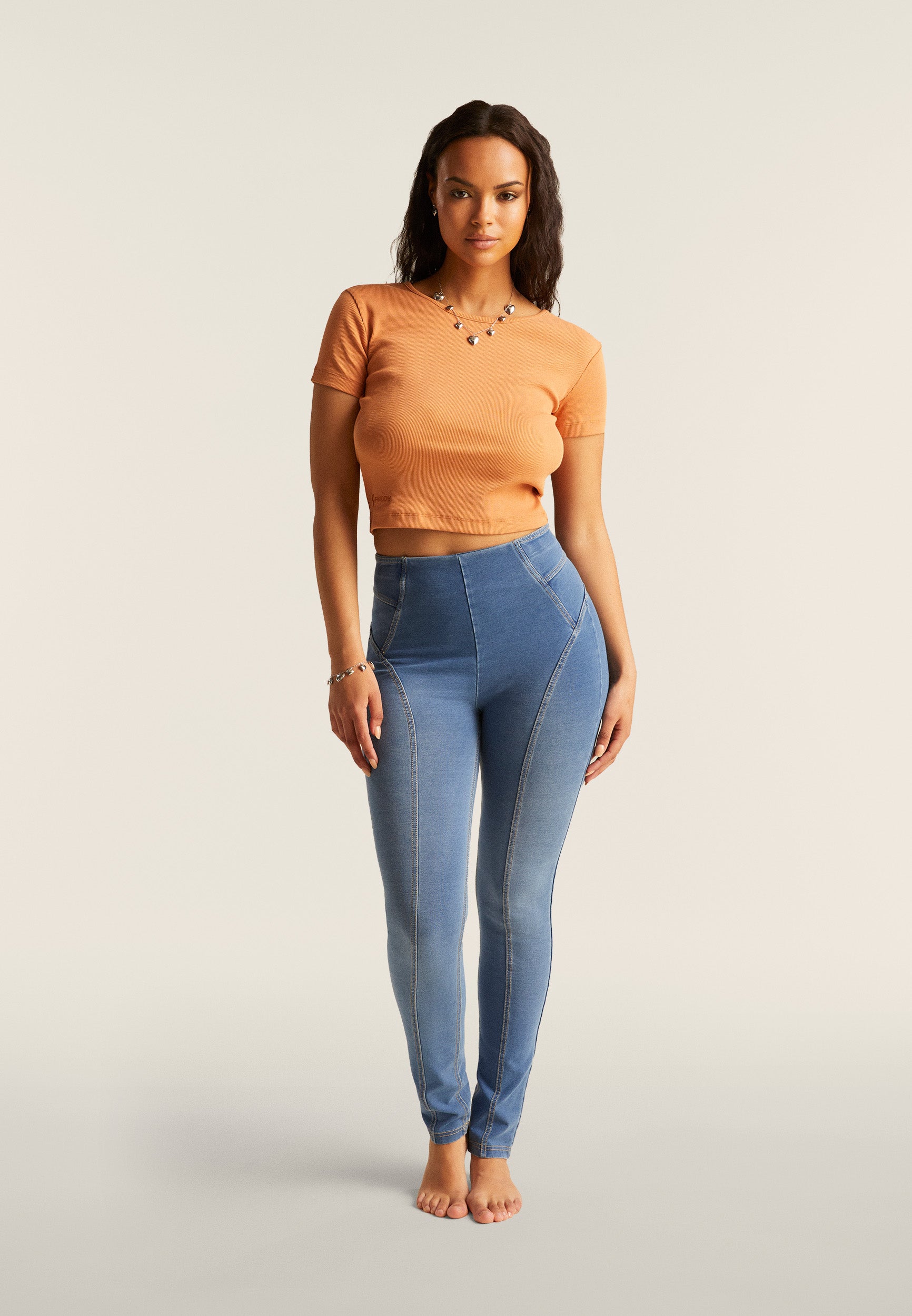 freddy-n-o-w-jeggings-skinny-vita-alta-denim-con-impunture image 2