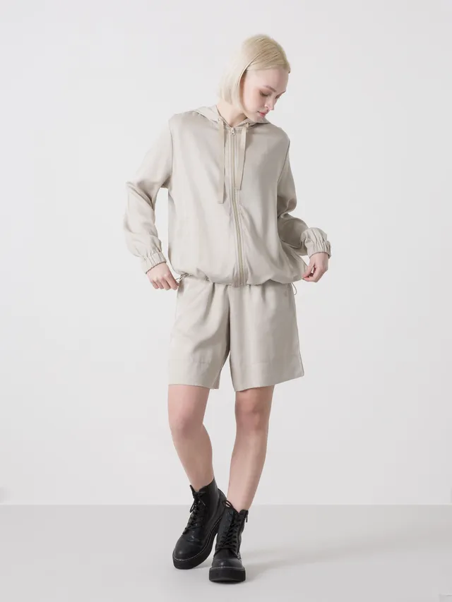 dimensione-danza-felpa-donna-con-cappuccio-full-zip-in-tencel-popeline-leggero image 1