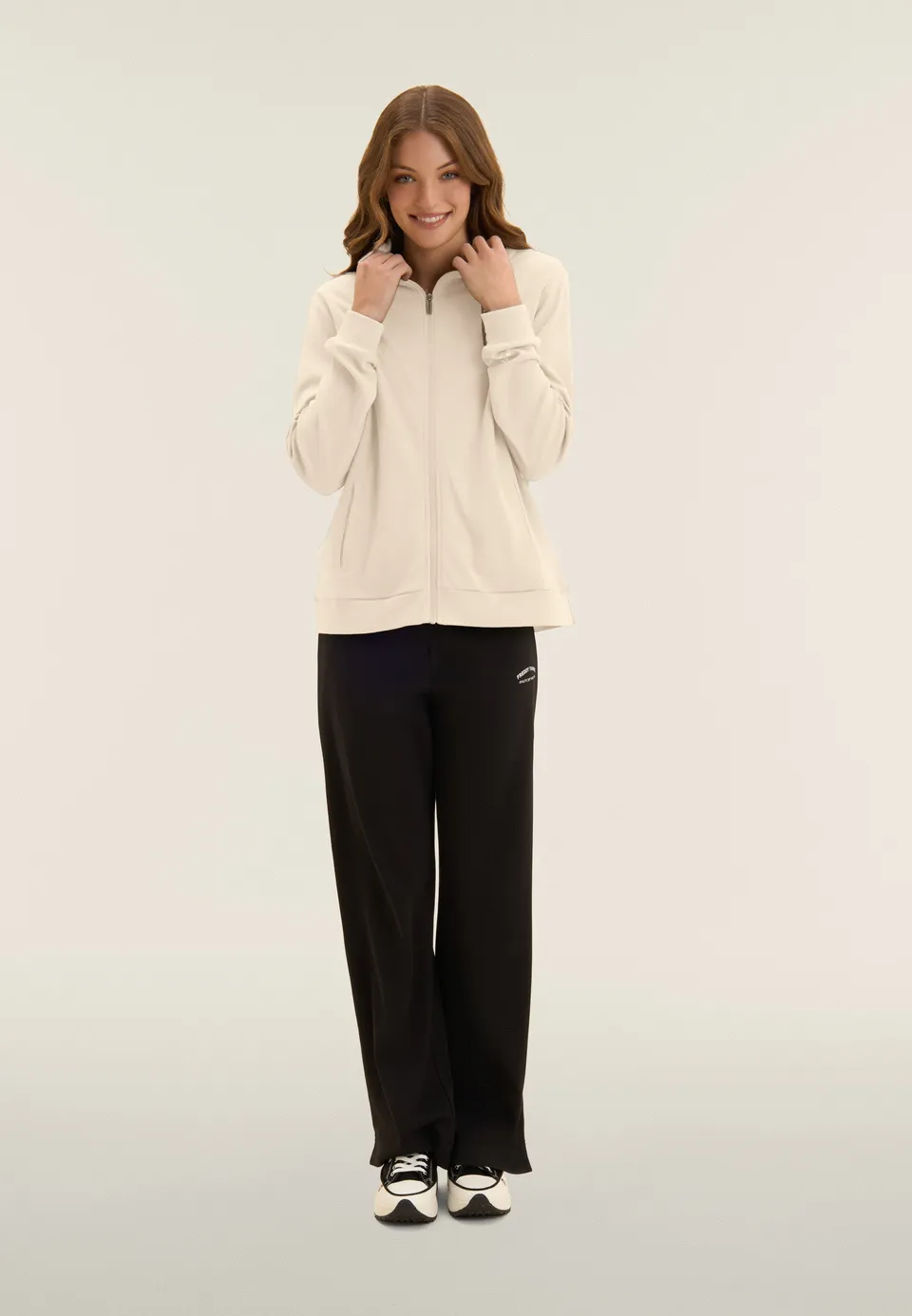 freddy-tuta-donna-con-zip-e-collo-alto-pantaloni-wide-leg-in-cotone image 1