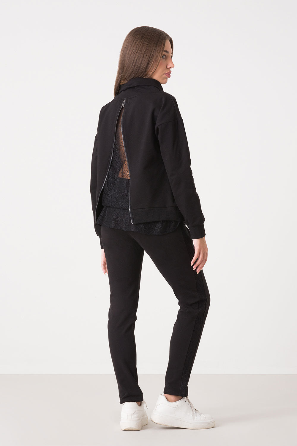 dimensione-danza-felpa-donna-collo-alto-brushed-con-inserto-in-pizzo image 7