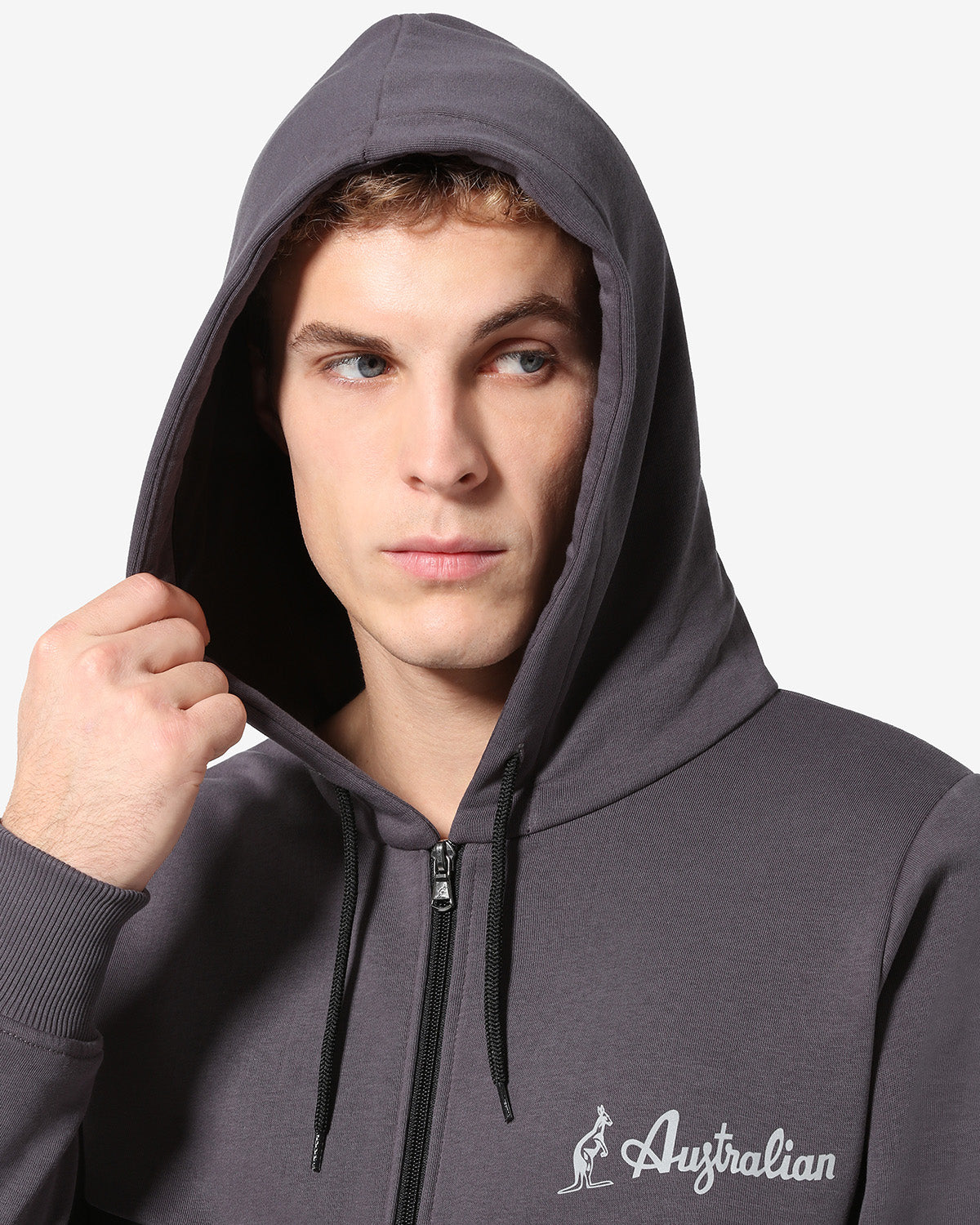 australian-tek-fleece-jacket-sportswear-con-cappuccio-grigio-titanio-made-in-ita image 4
