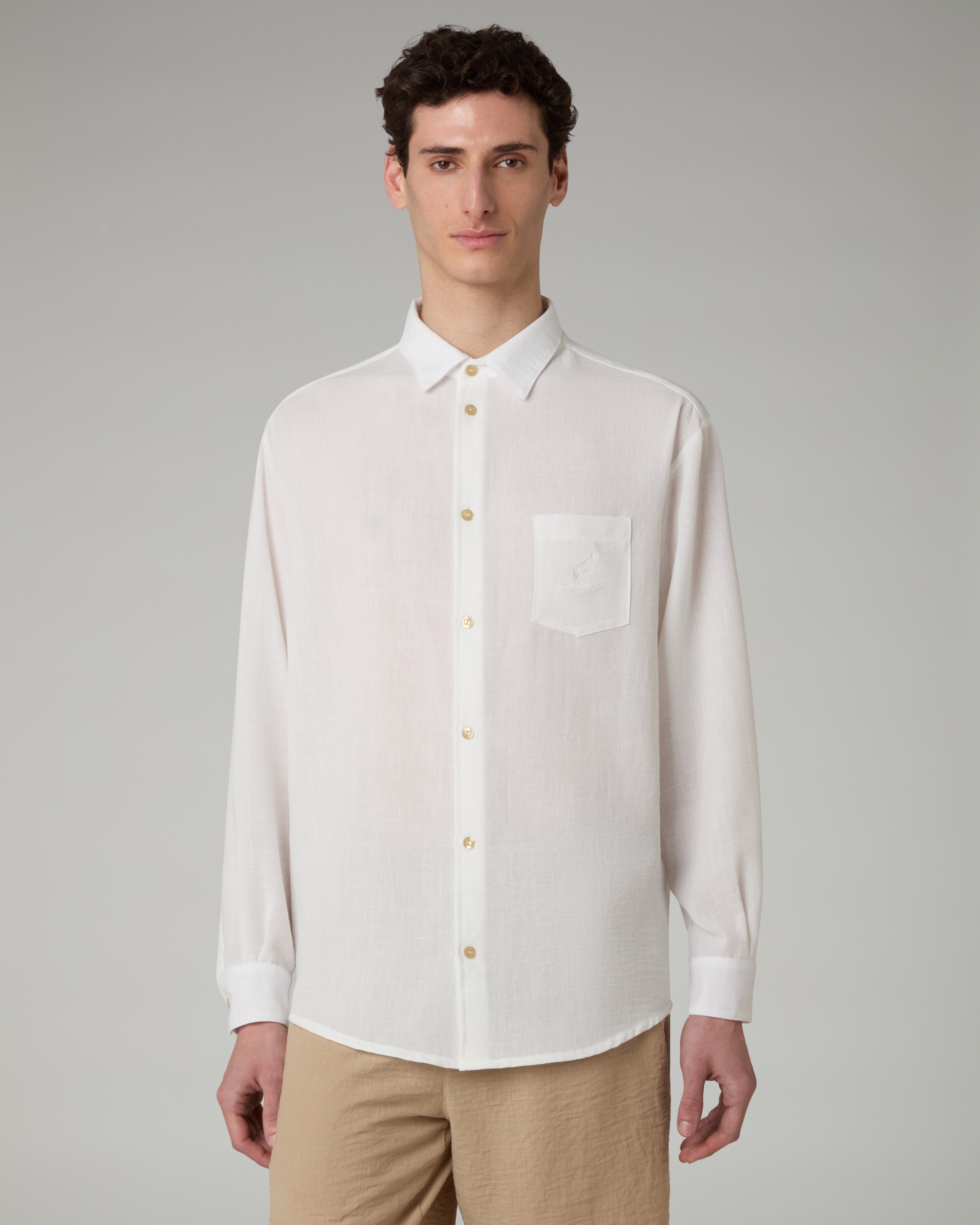 australian-doric-camicia-manica-lunga-latte-tessuto-canvas image 1