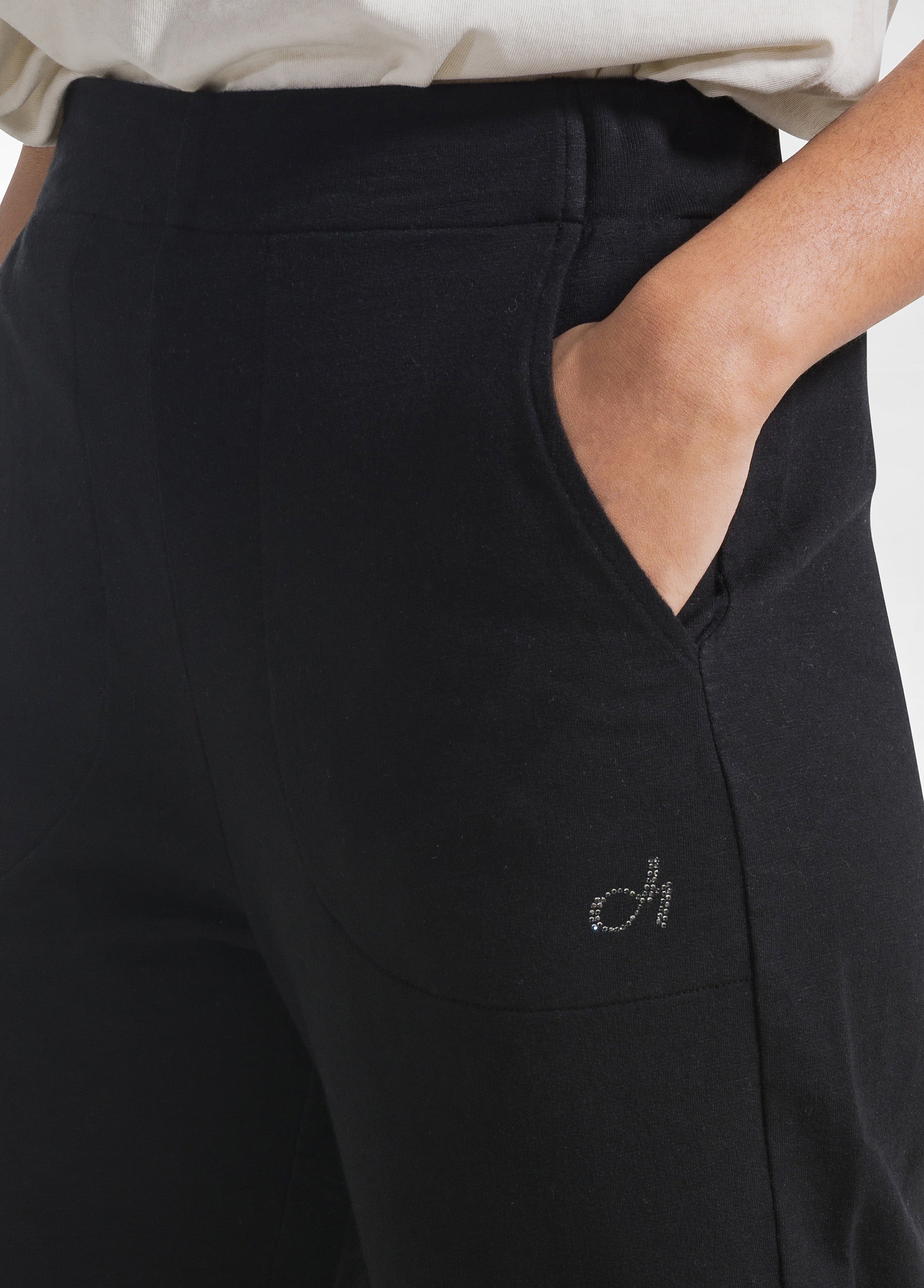 deha-d42665-pantaloni-dritti-in-cotone-fiammato-nero image 4