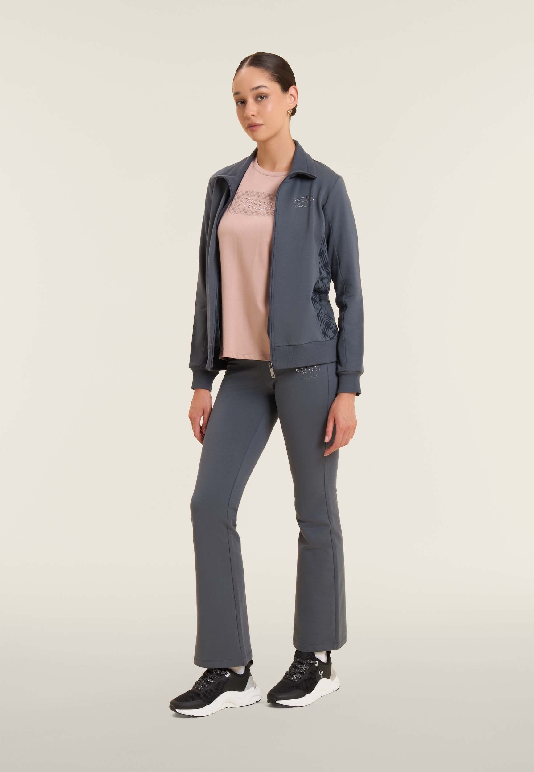 felpa-donna-freddy-full-zip-regular-fit-collo-alto-con-inserti-geometrici image 2