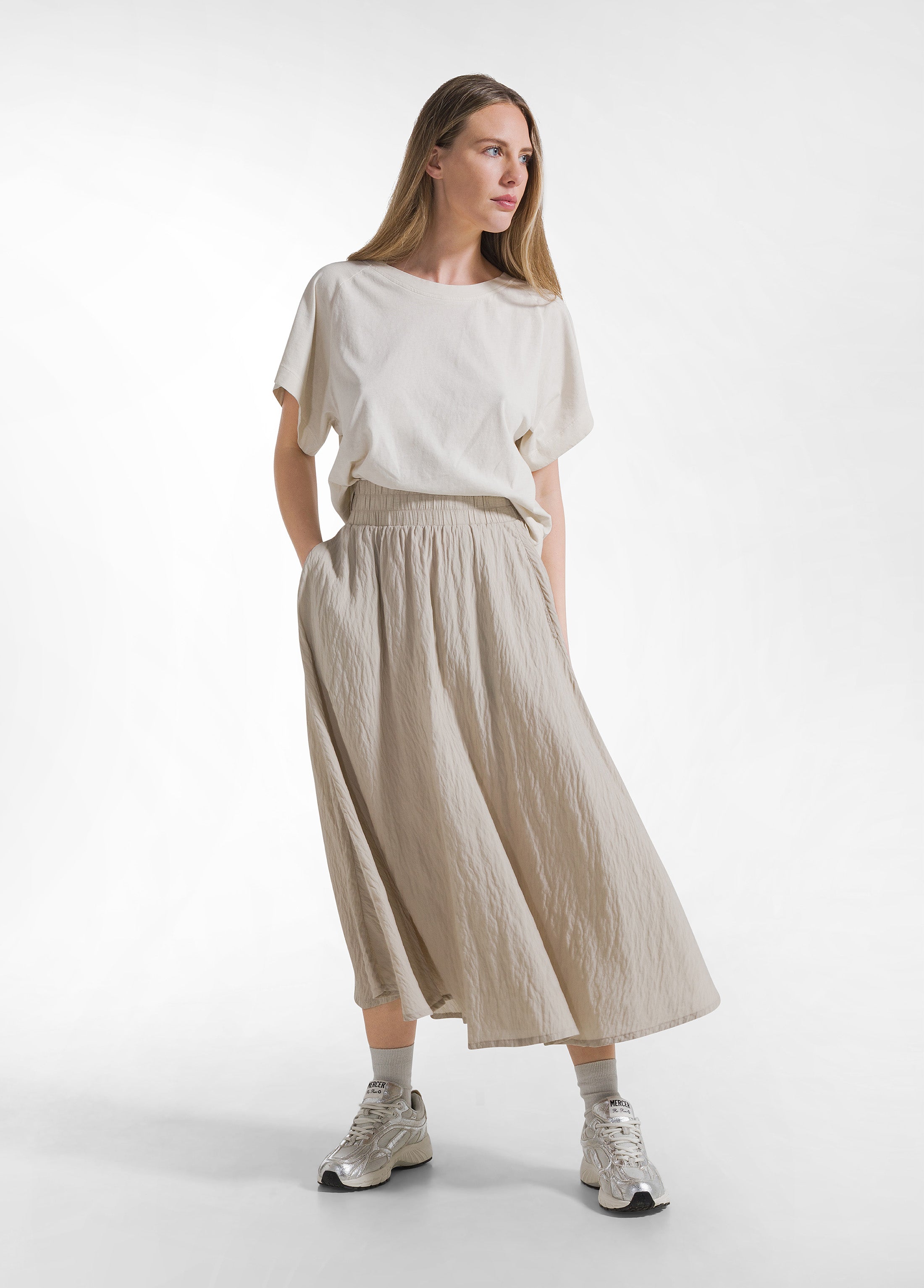 deha-d42628-gonna-in-viscosa-effetto-stropicciato-beige image 1