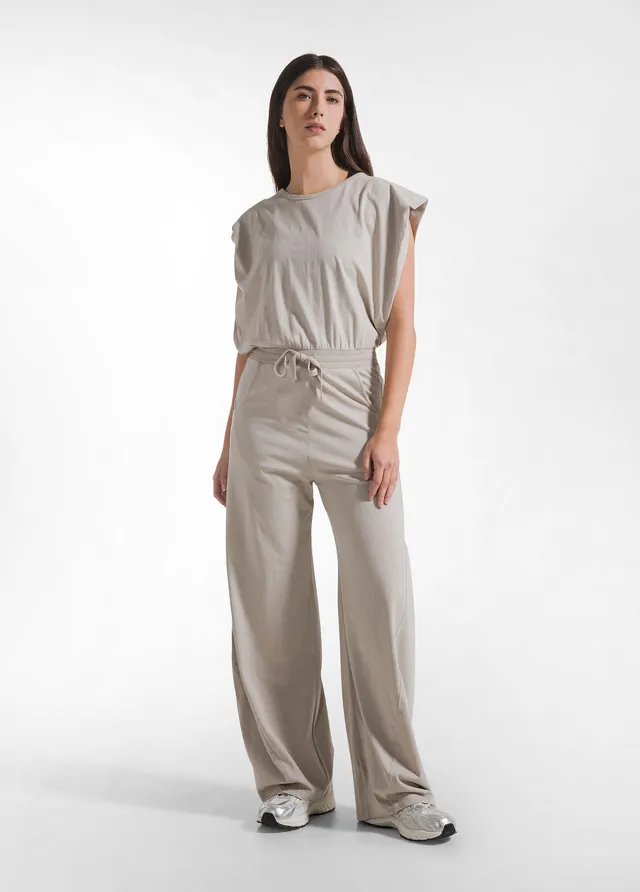 deha-d42358-tuta-jumpsuit-in-jersey-beige-con-apertura-retro image 1