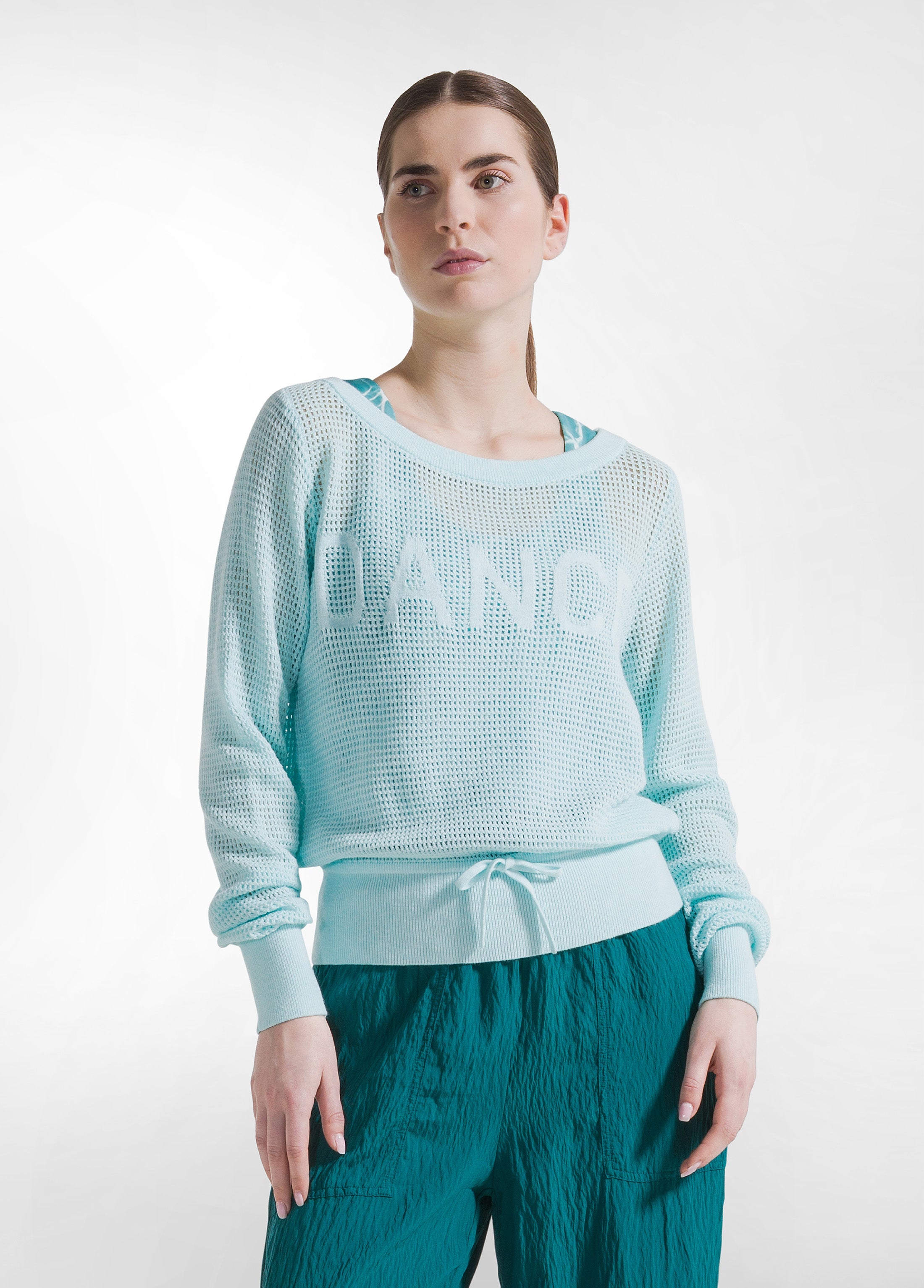 deha-d42421-maglia-in-cotone-effetto-rete-blu image 1