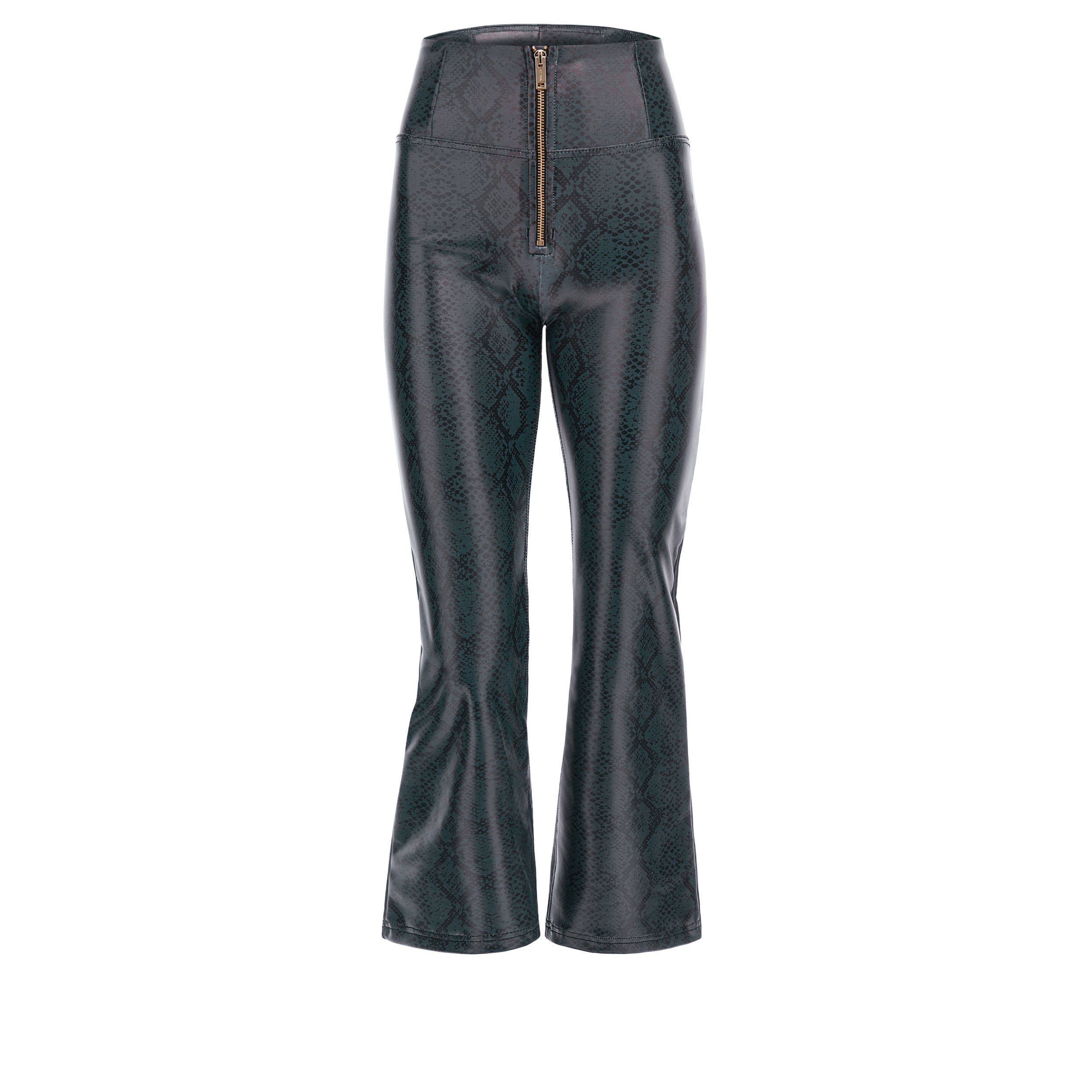 freddy-pantaloni-wr-up-similpelle-pitonata-flare-cropped-vita-alta image 6